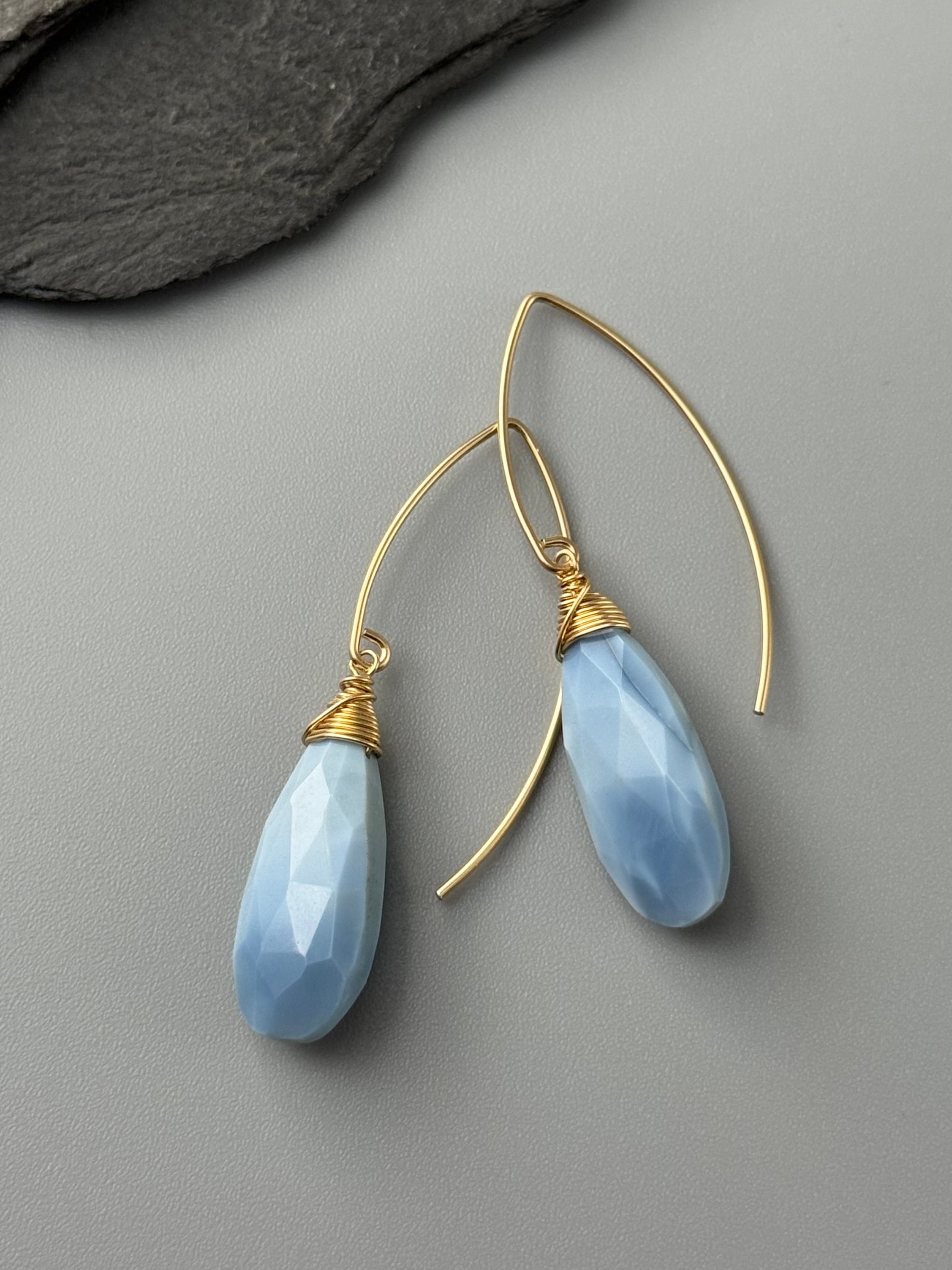 •STRAY• blue opal + gold earrings