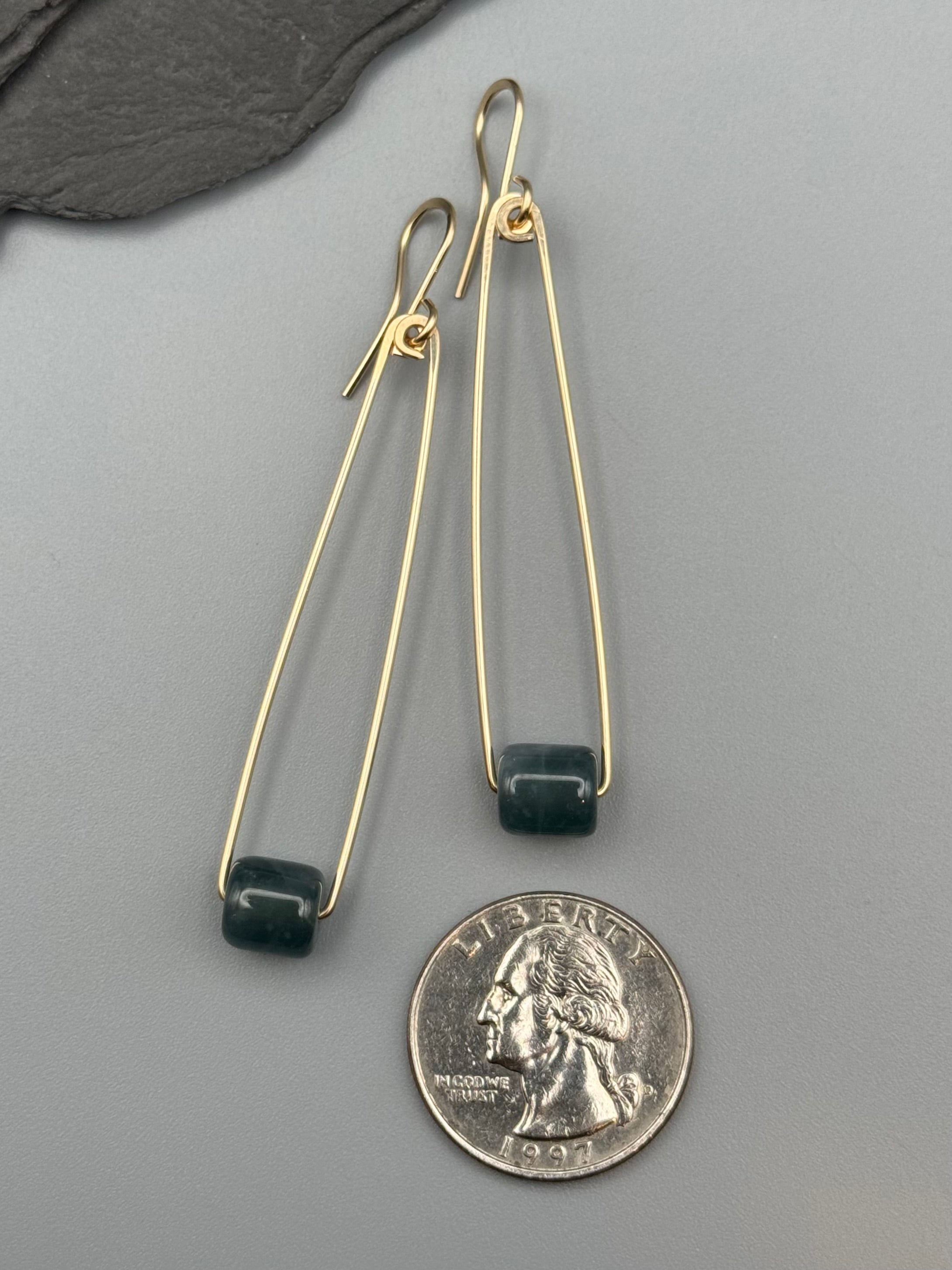 •PENDULUM• jade + gold dangle earrings
