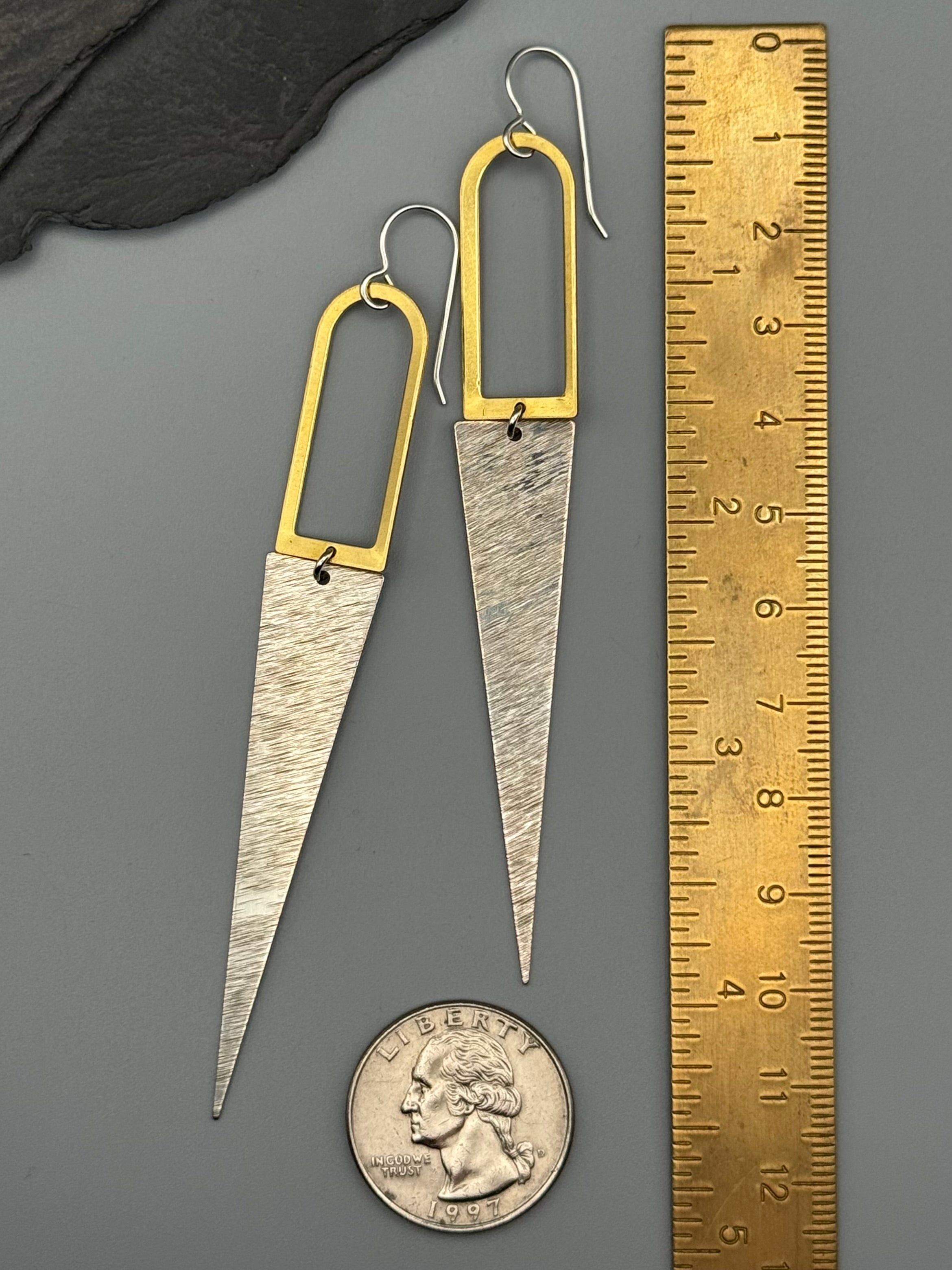 •PORTAL DAGGERS• mixed metal dangle earrings