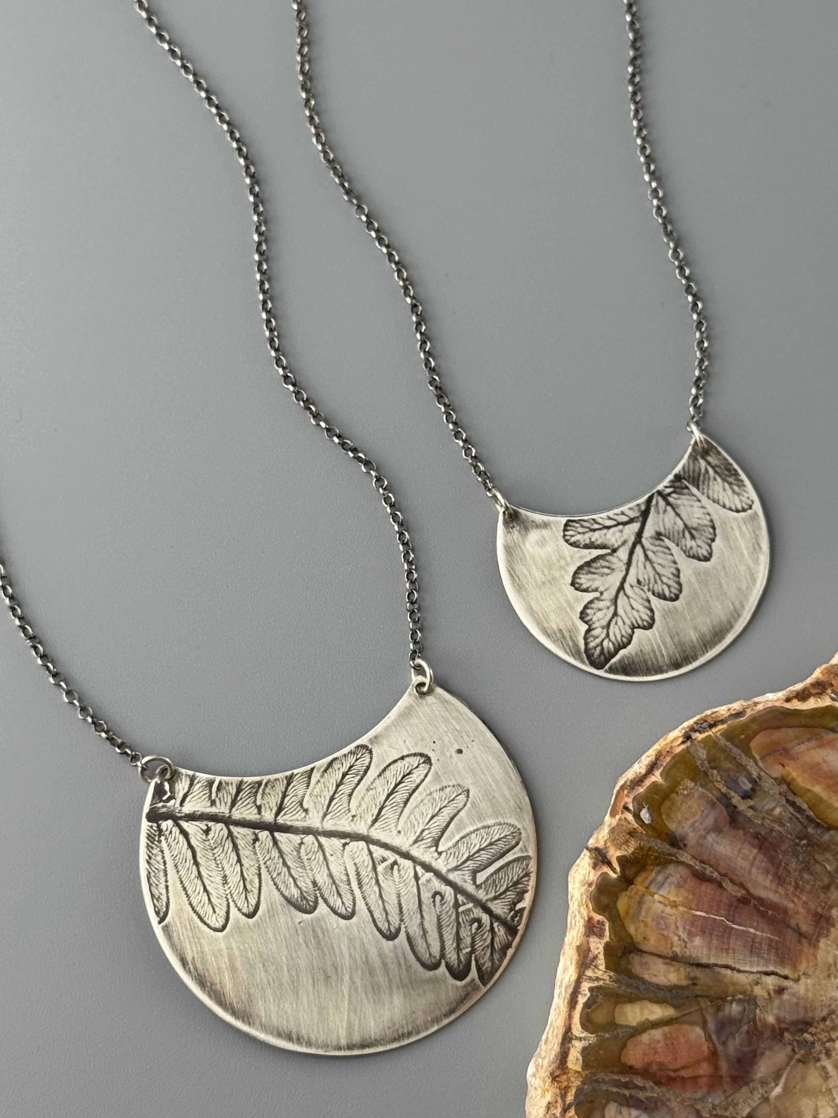 •FERN CRESCENT• silver necklace (20" long)