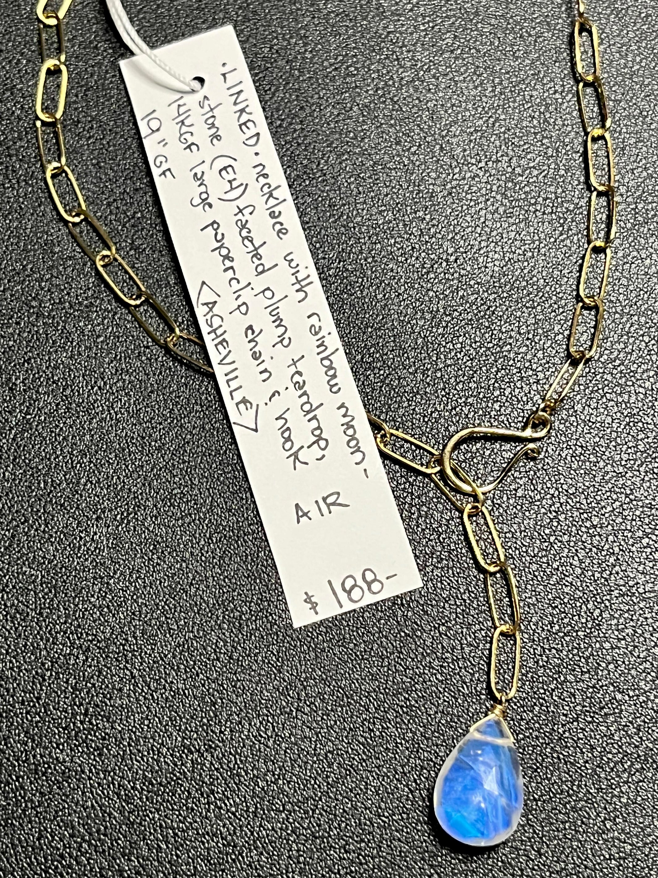 •LINKED• rainbow moonstone + gold necklace (19")