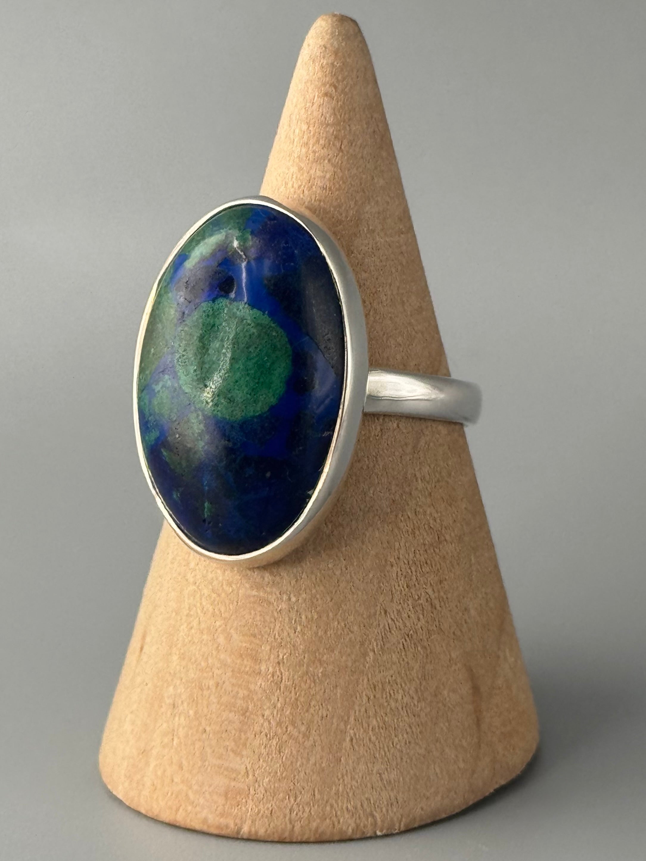 •AZURITE MALACHITE - OVAL• sterling silver ring (size 8.25)