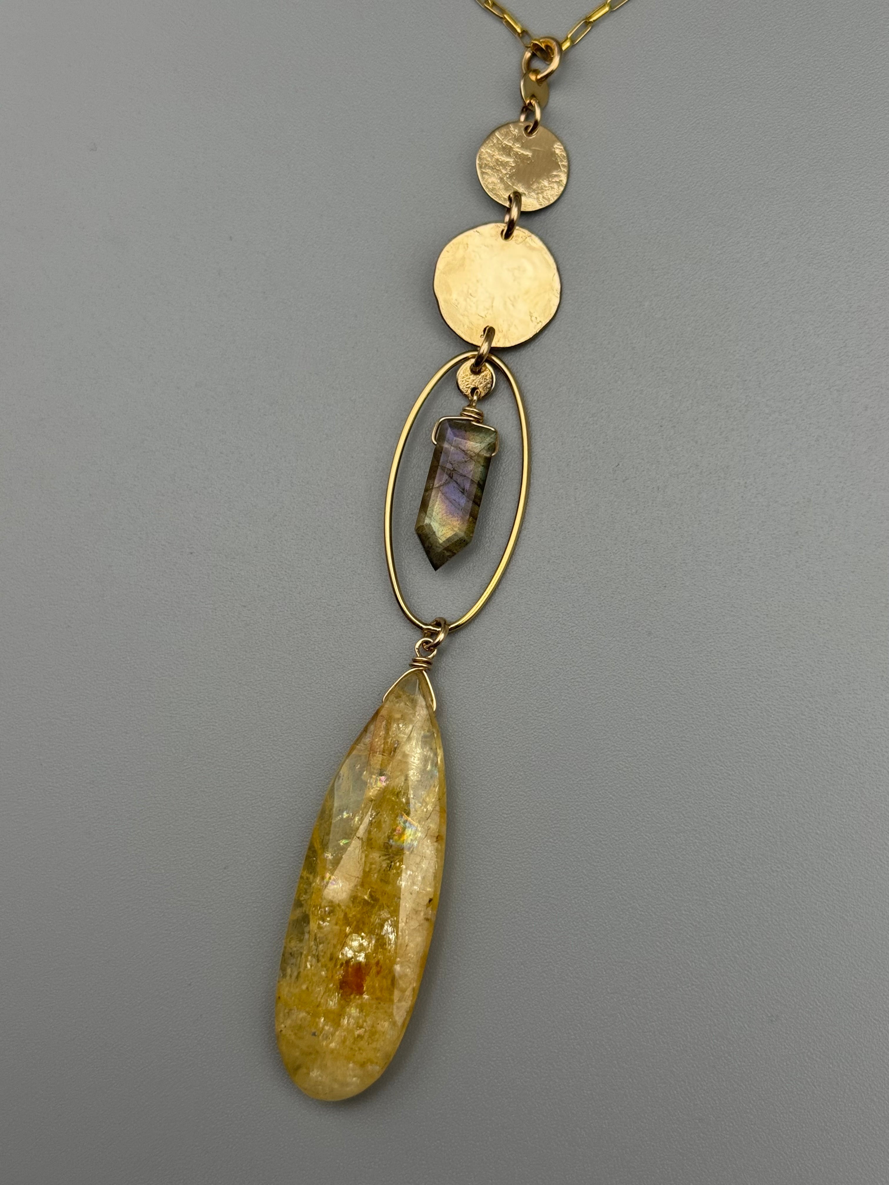 •NYX• labradorite + aquamarine gold necklace (26"-28" long)