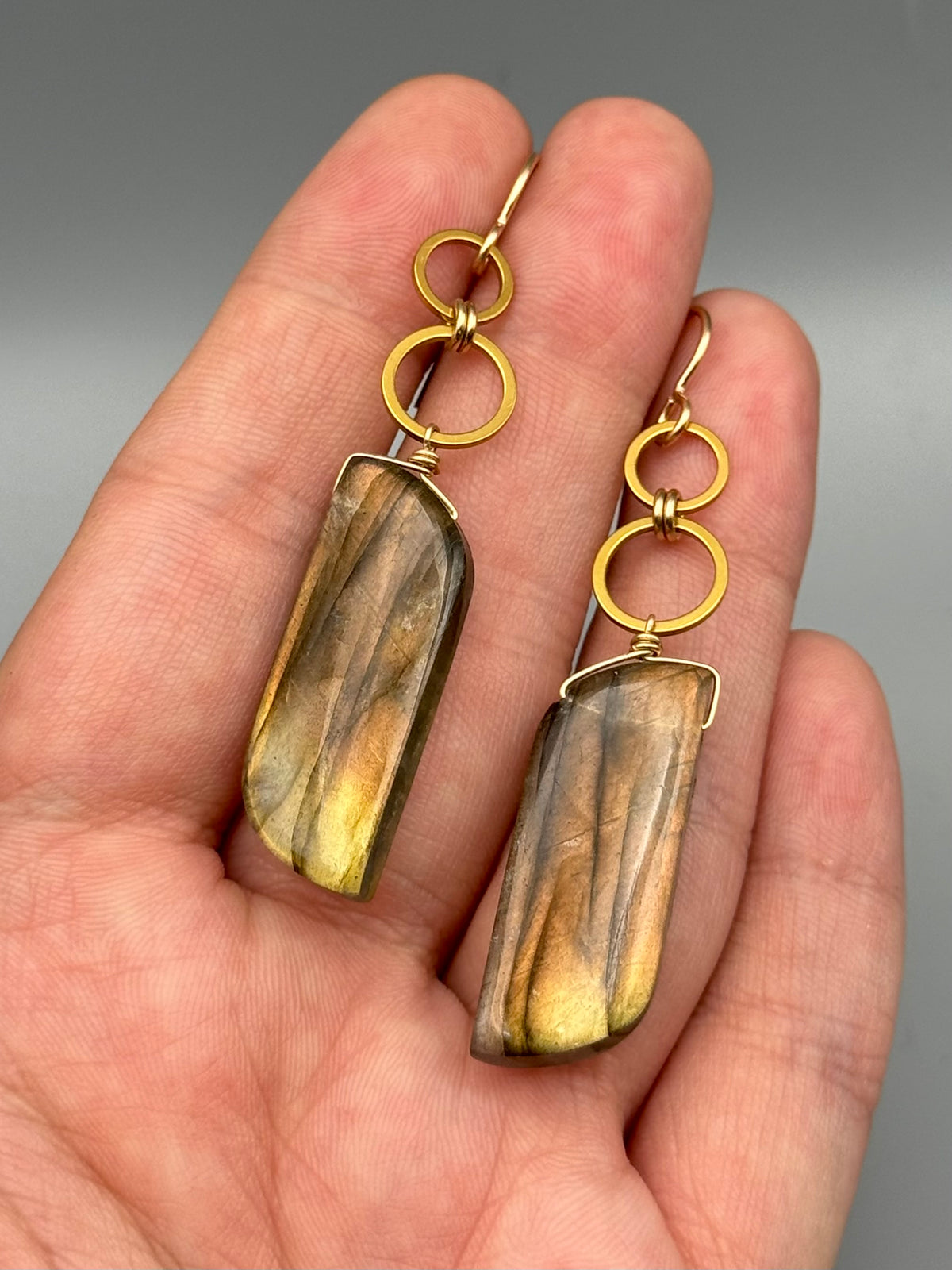 •FOUR OF CUPS• golden labradorite partridge + gold earrings