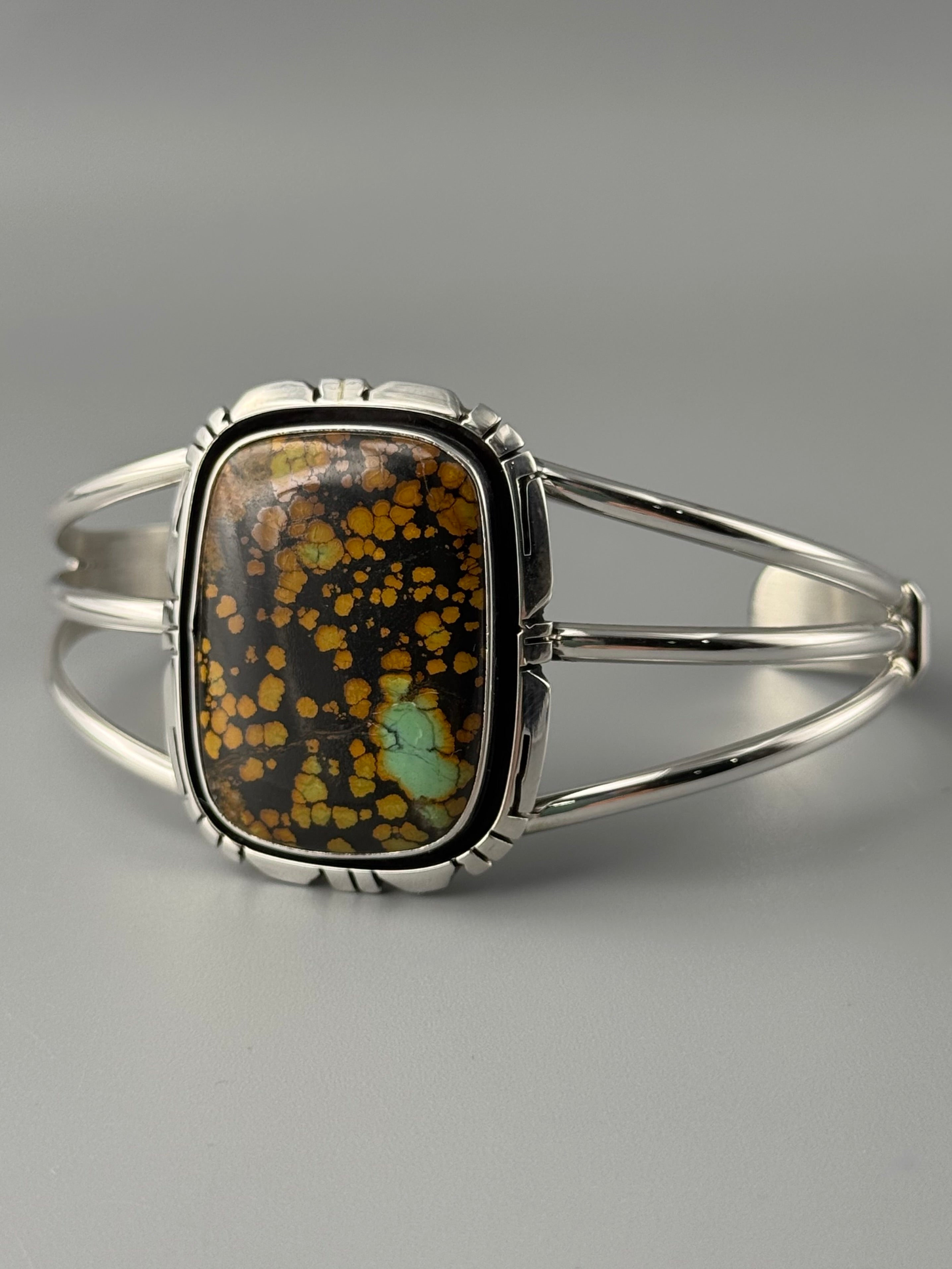 •BLACKJACK TURQUOISE - STORM• Navajo sterling silver cuff bracelet (7.5" +/-)