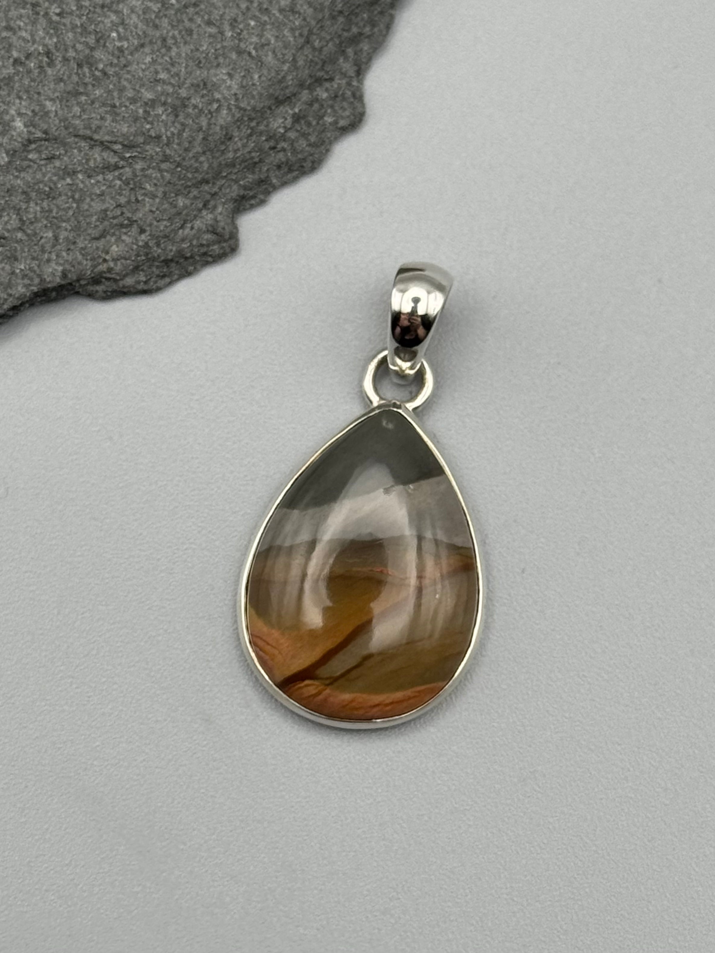 •POLYCHROME JASPER - TEAR• sterling silver pendant