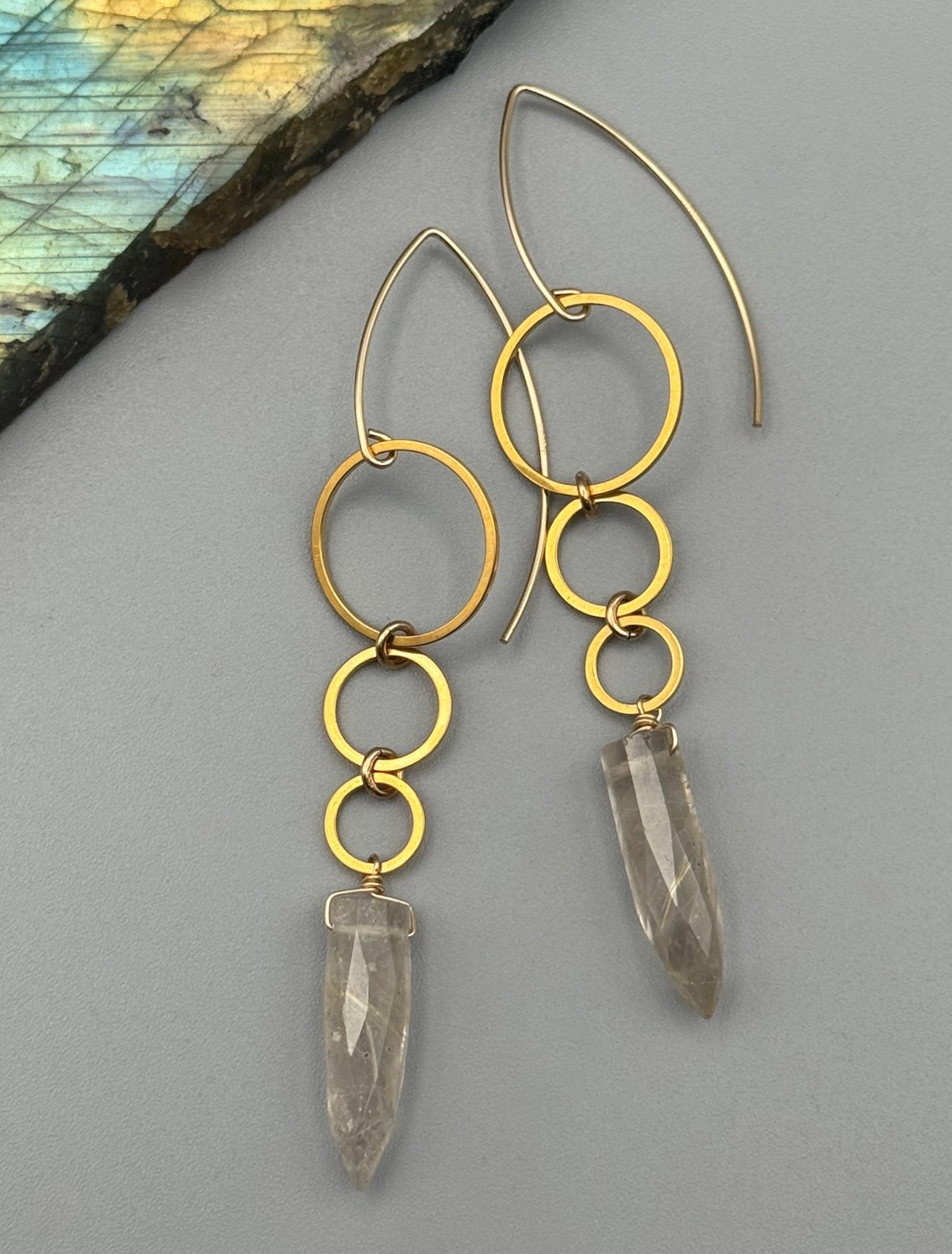 •SIX OF CUPS• rutilated quartz fang + gold earrings