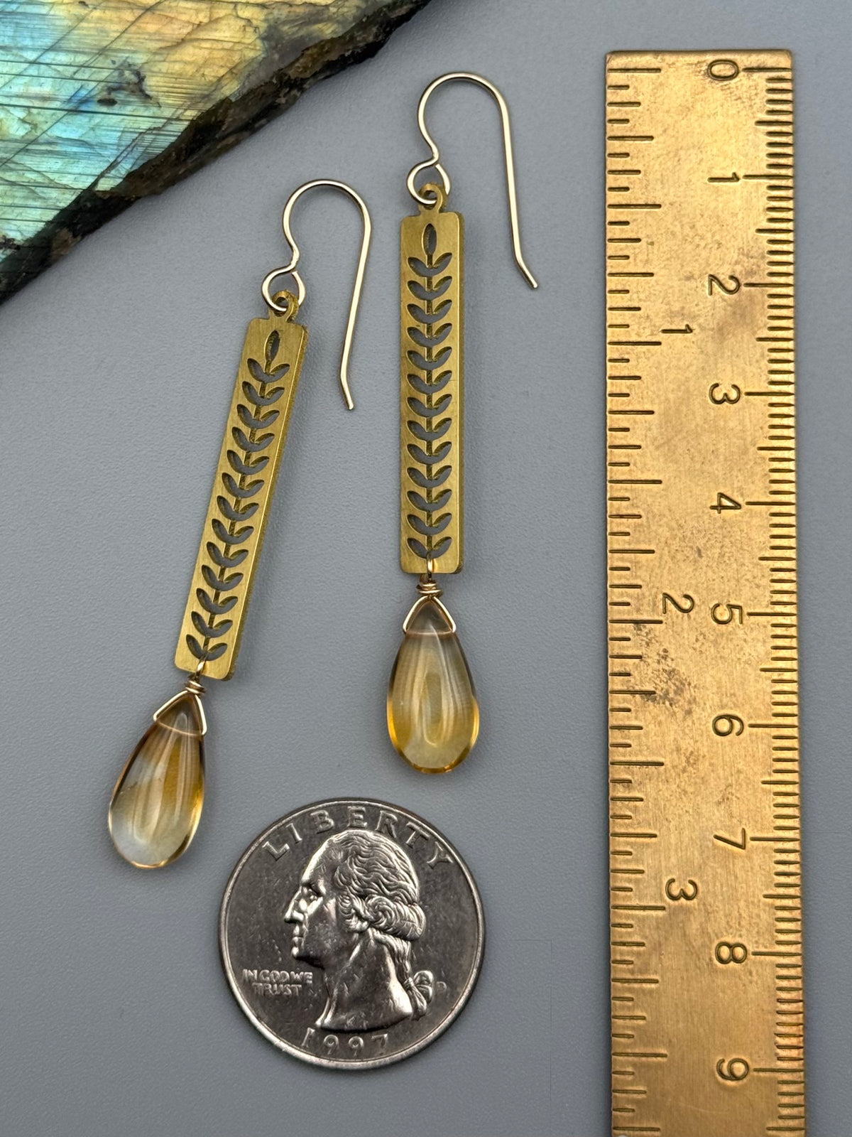 •PROTEA• citrine teardrop + gold earrings