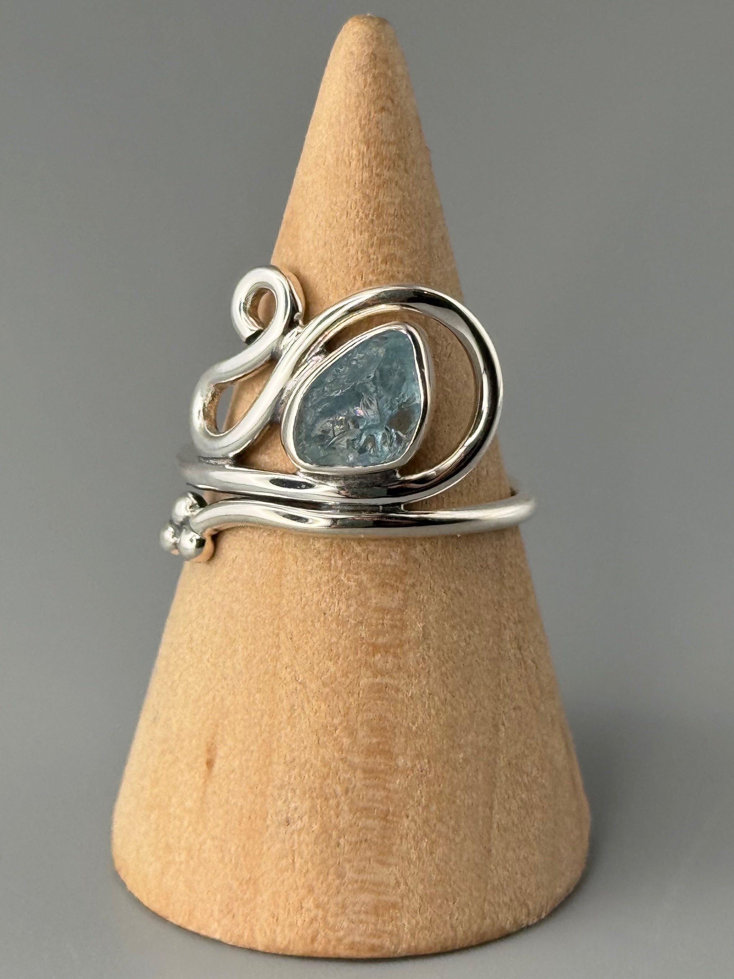 •AQUAMARINE - WHIRLWIND• sterling silver ring (various sizes)
