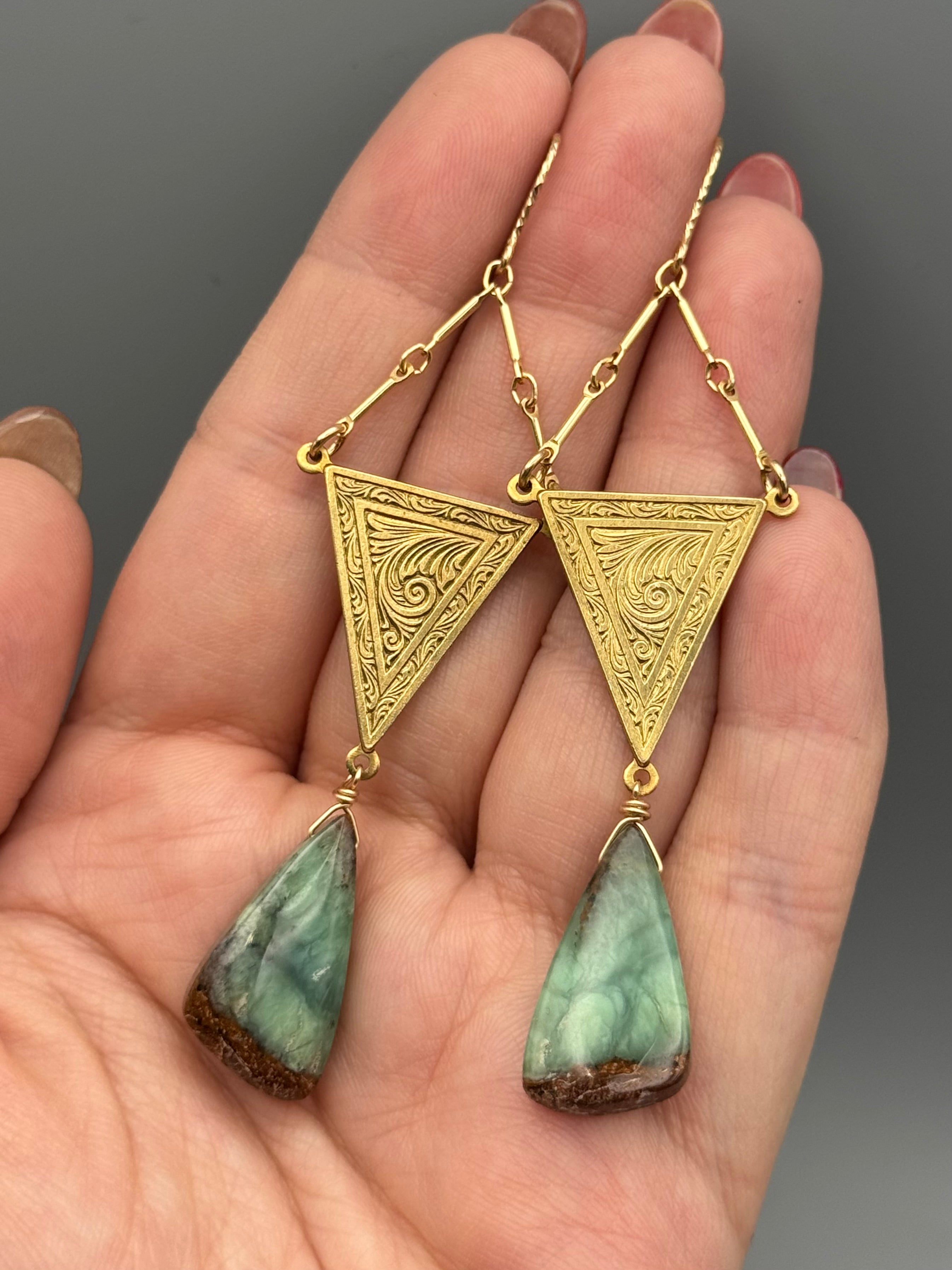 •LAVINIA• chrysoprase wing + gold earrings