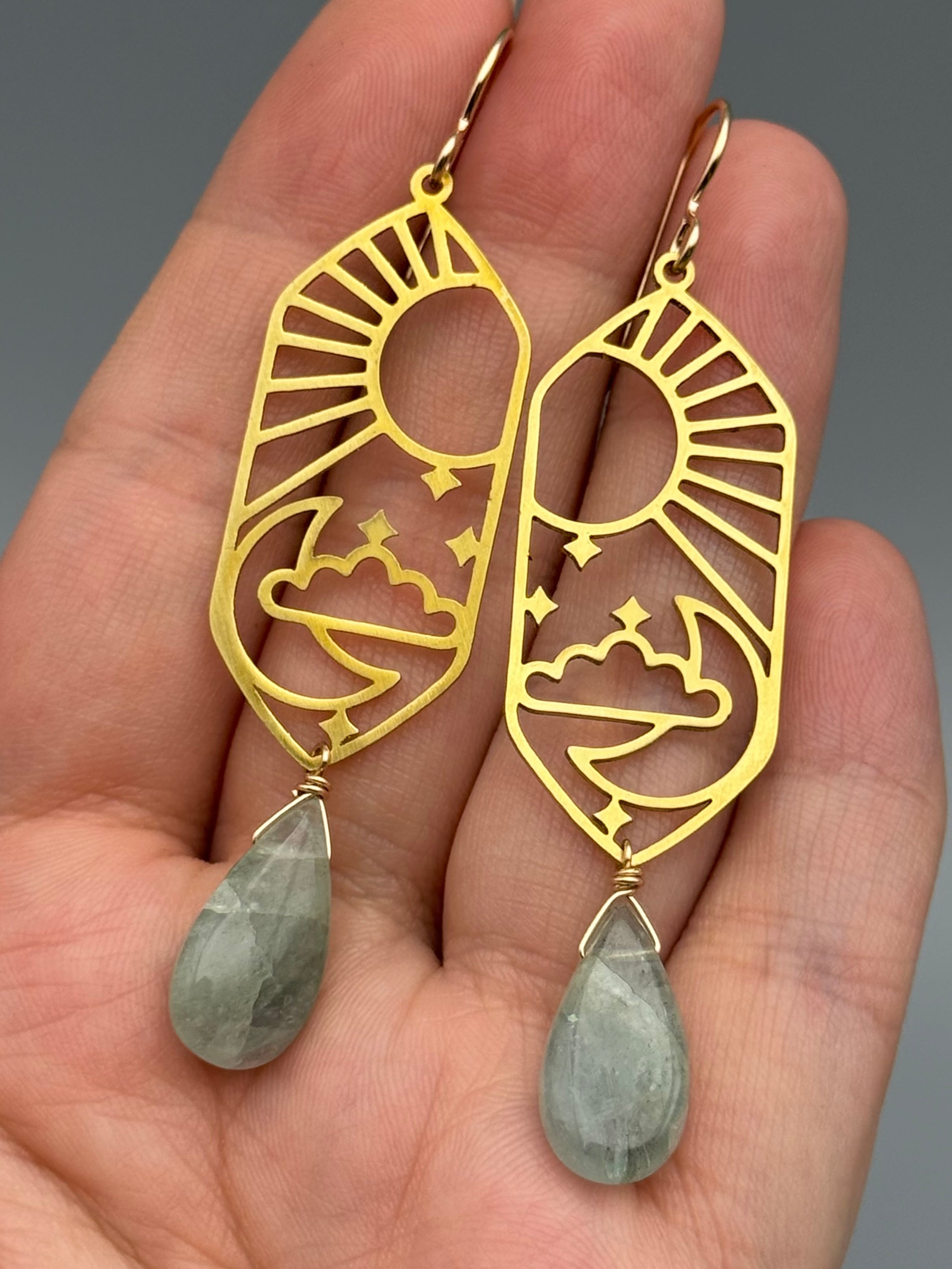 •CELESTIAL NAVIGATION• aquamarine + gold earrings