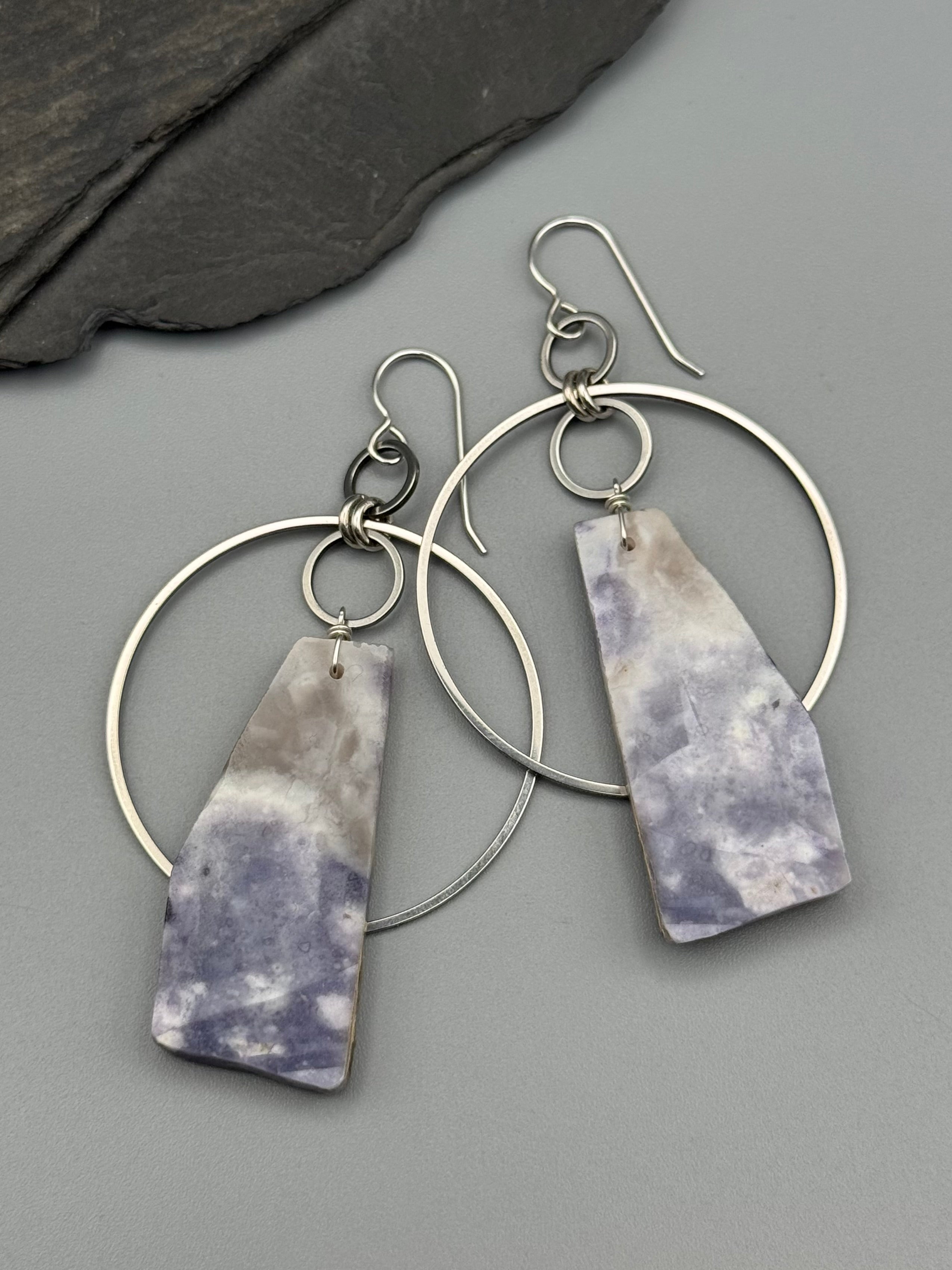 •EQUA ORBIT• purple opal slab + silver earrings