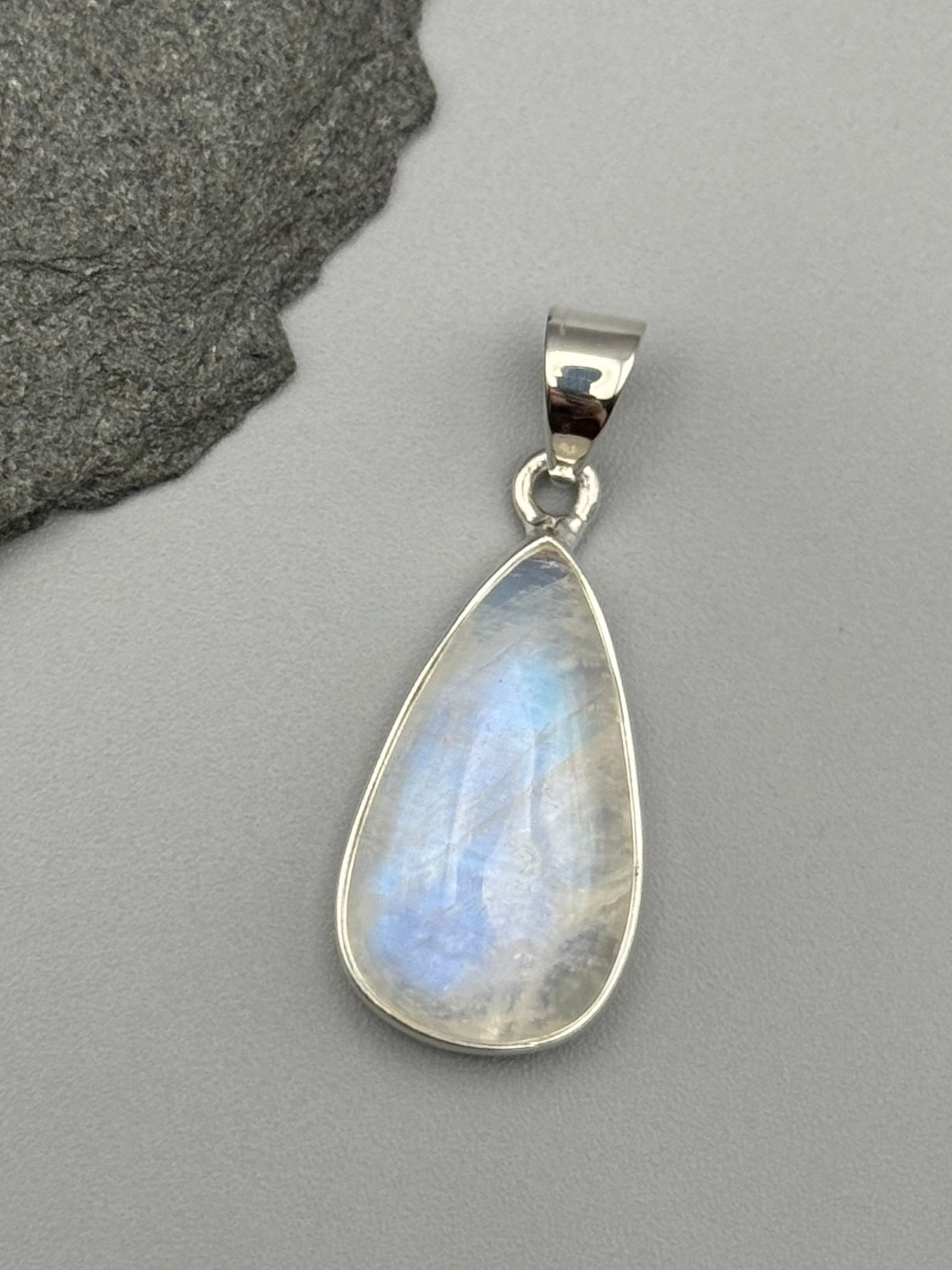 •RAINBOW MOONSTONE - TEAR 2• sterling silver pendant