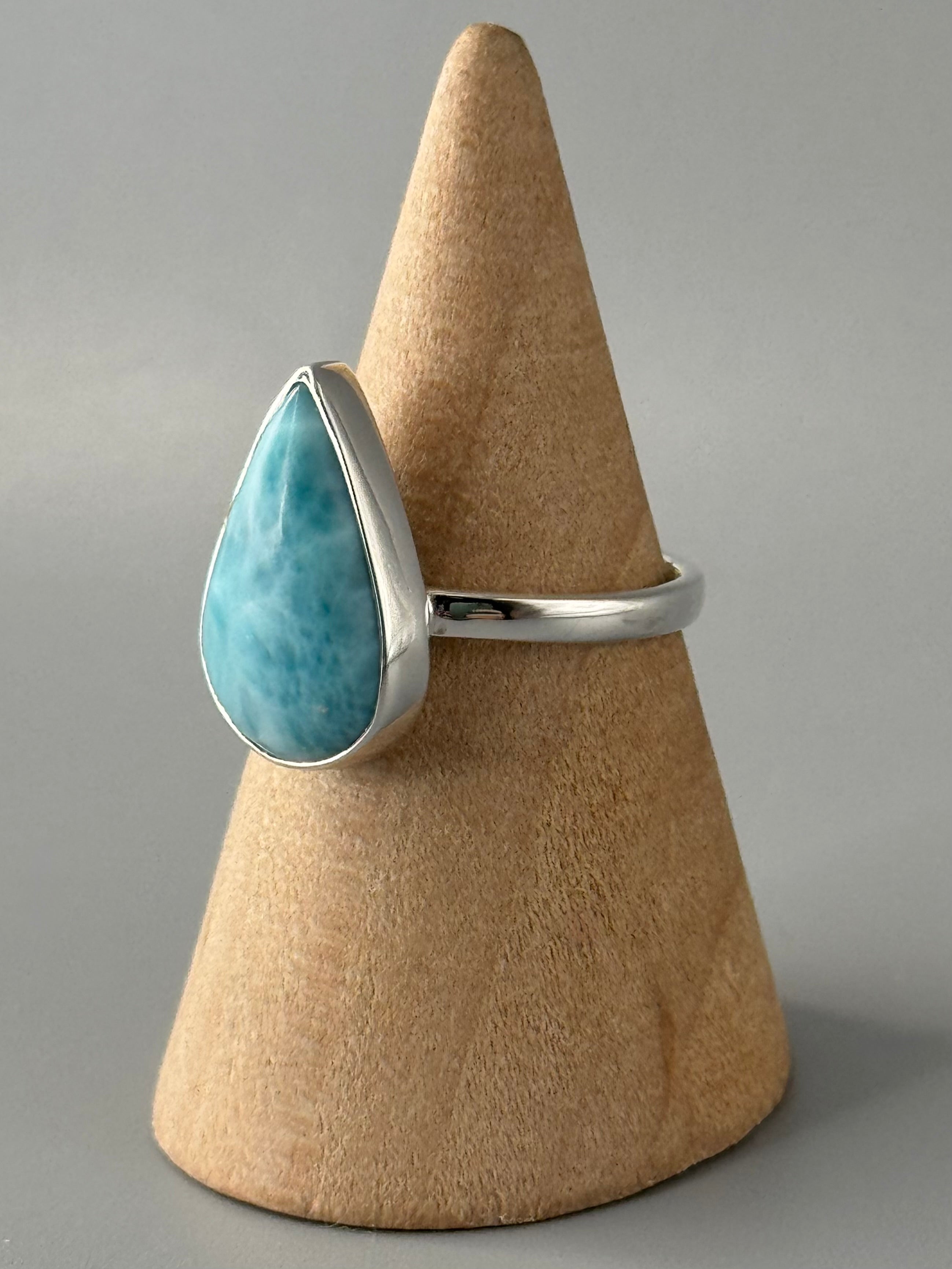 •LARIMAR - TEAR• sterling silver ring (size 8)