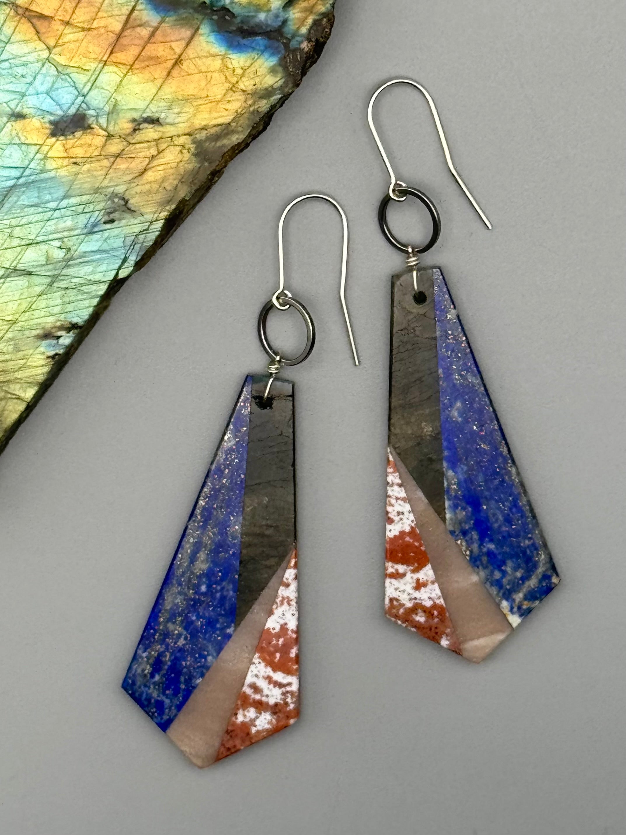 •LUNA• intarsia + silver earrings