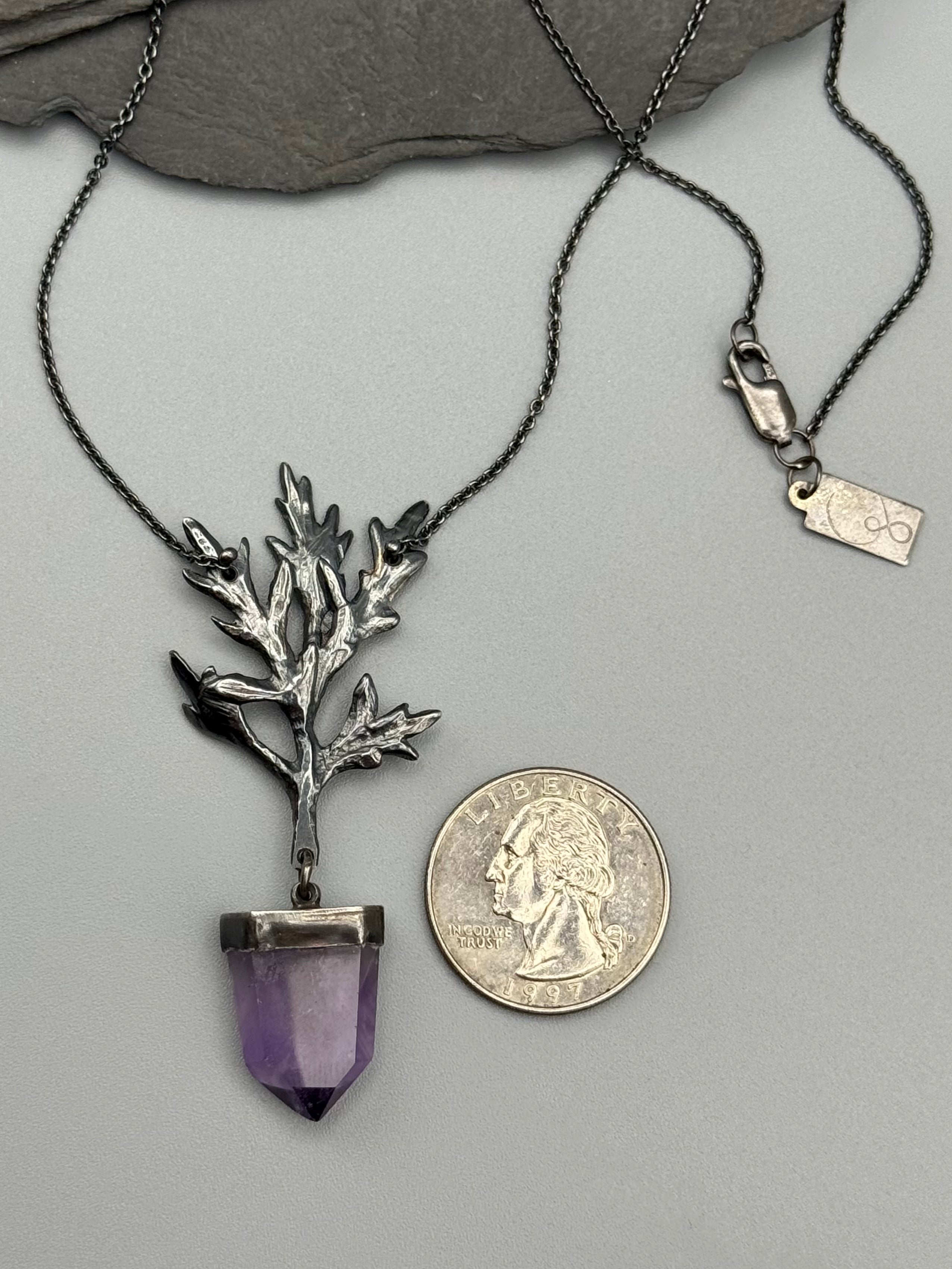 •MUGWORT TALISMAN• amethyst + silver necklace (19.5" long)
