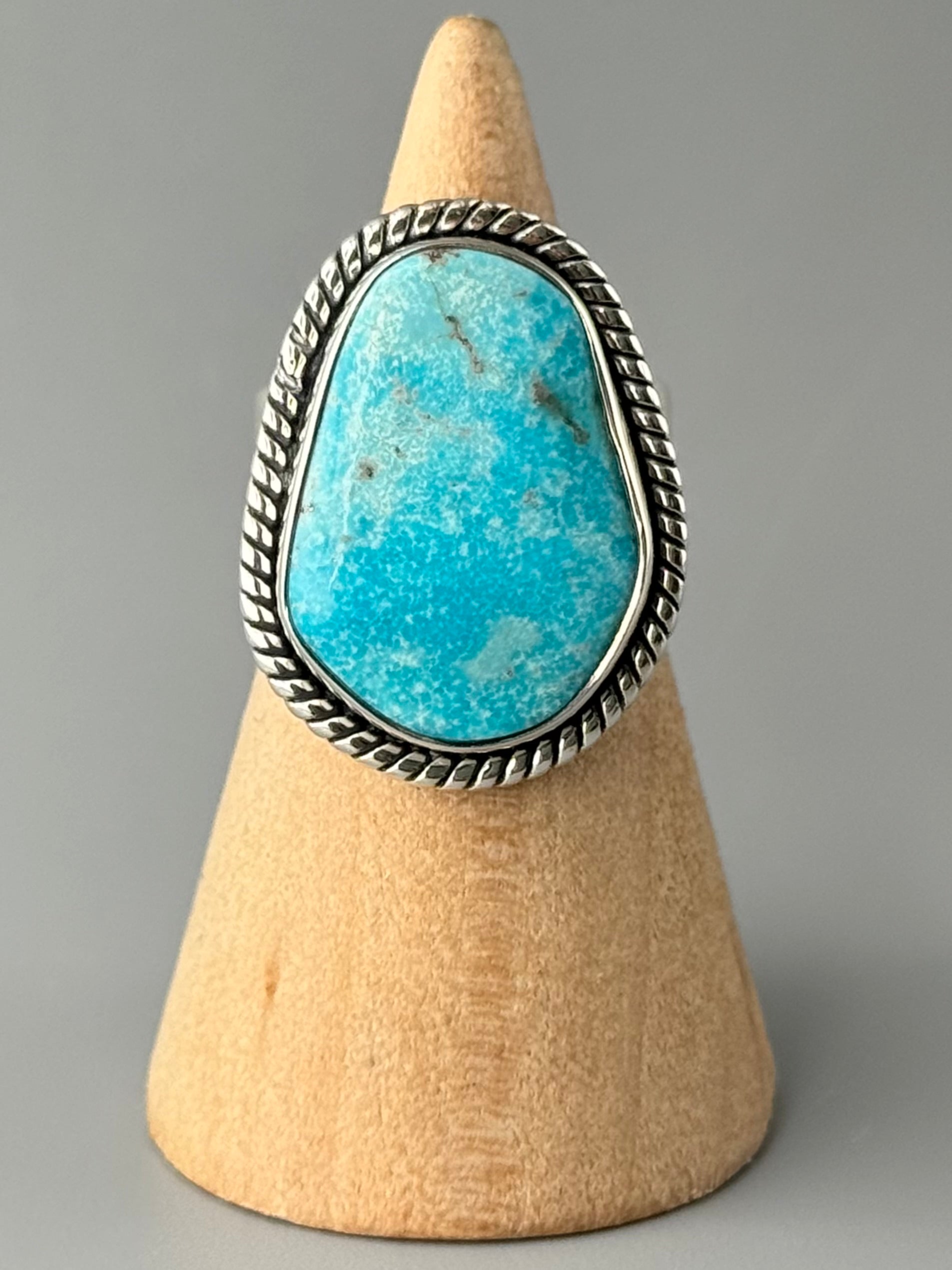 •ARIZONA TURQUOISE - FREEFORM• tapered band silver ring (size 6.75)
