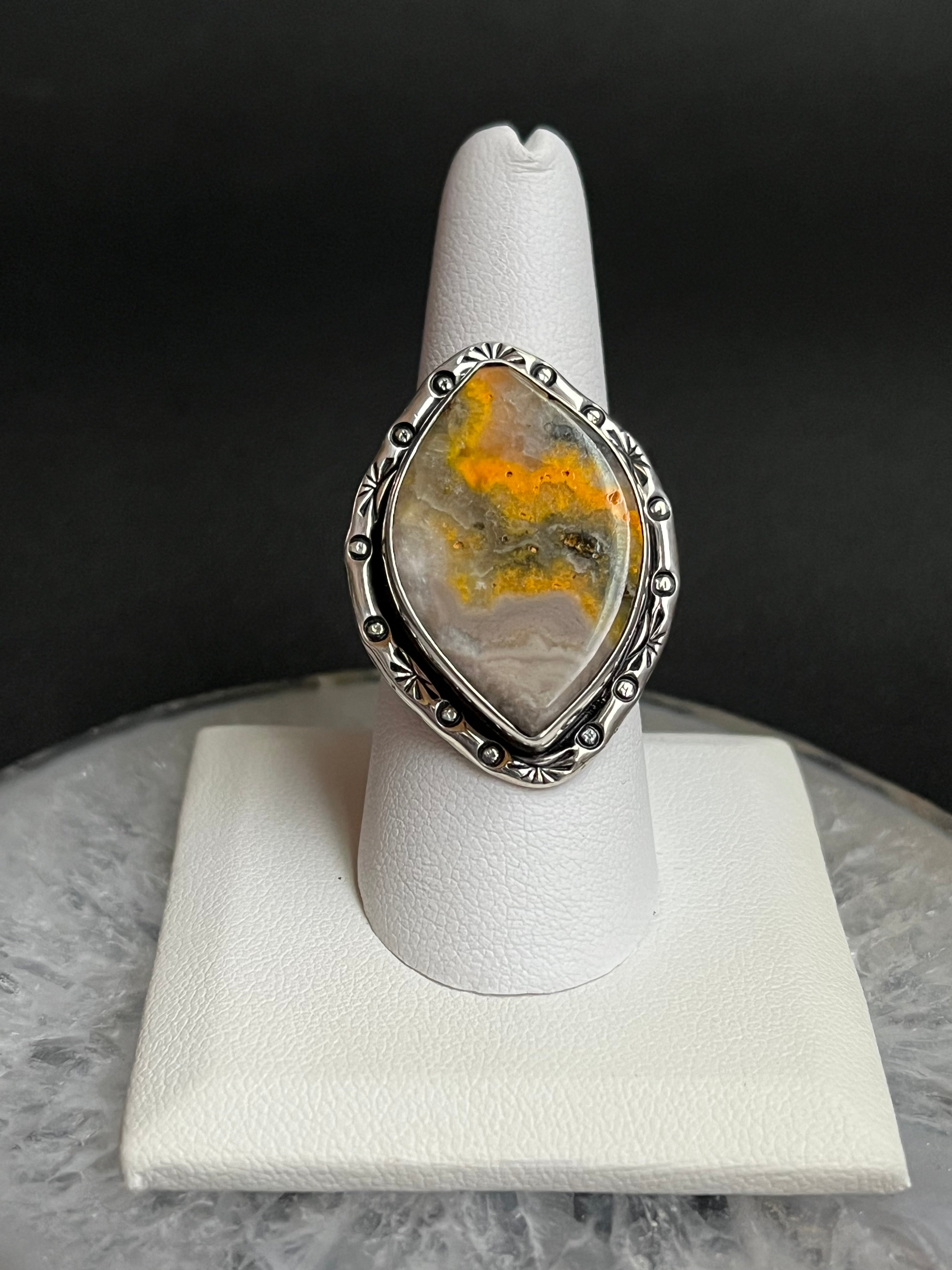 •BUMBLEBEE JASPER• Navajo silver ring (size 9.5)