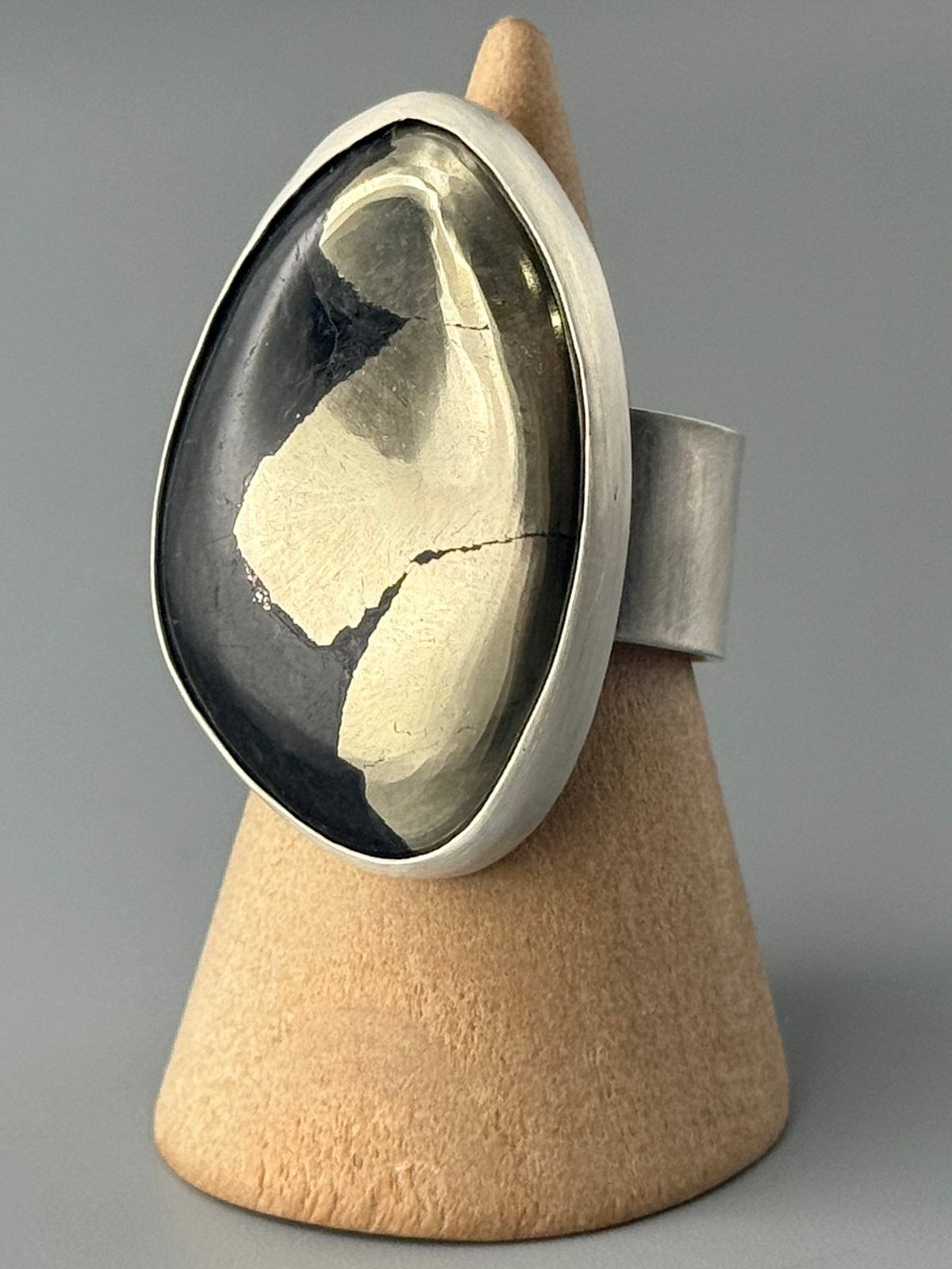•WEST WIND• apache gold (pyrite in schist) + silver adjustable ring (size 7.5)