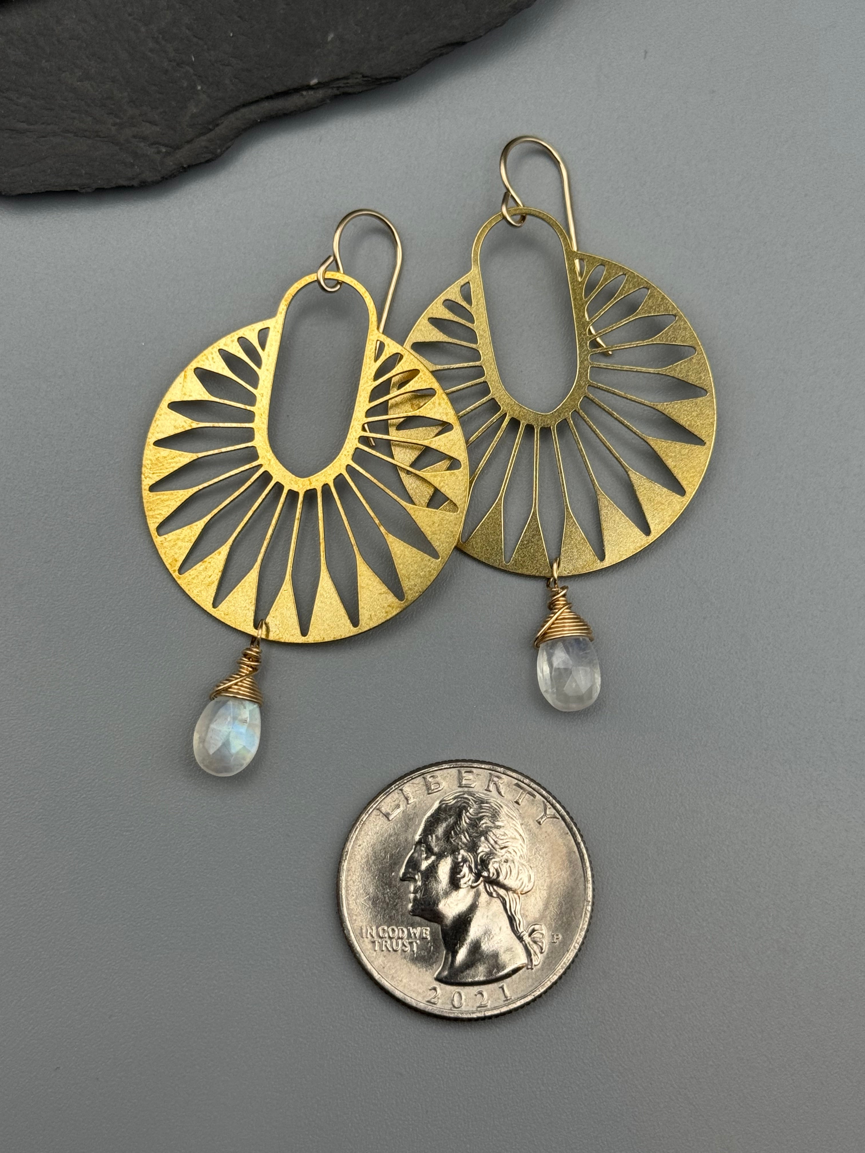 •DECO PALMS• gold earrings (various stones)