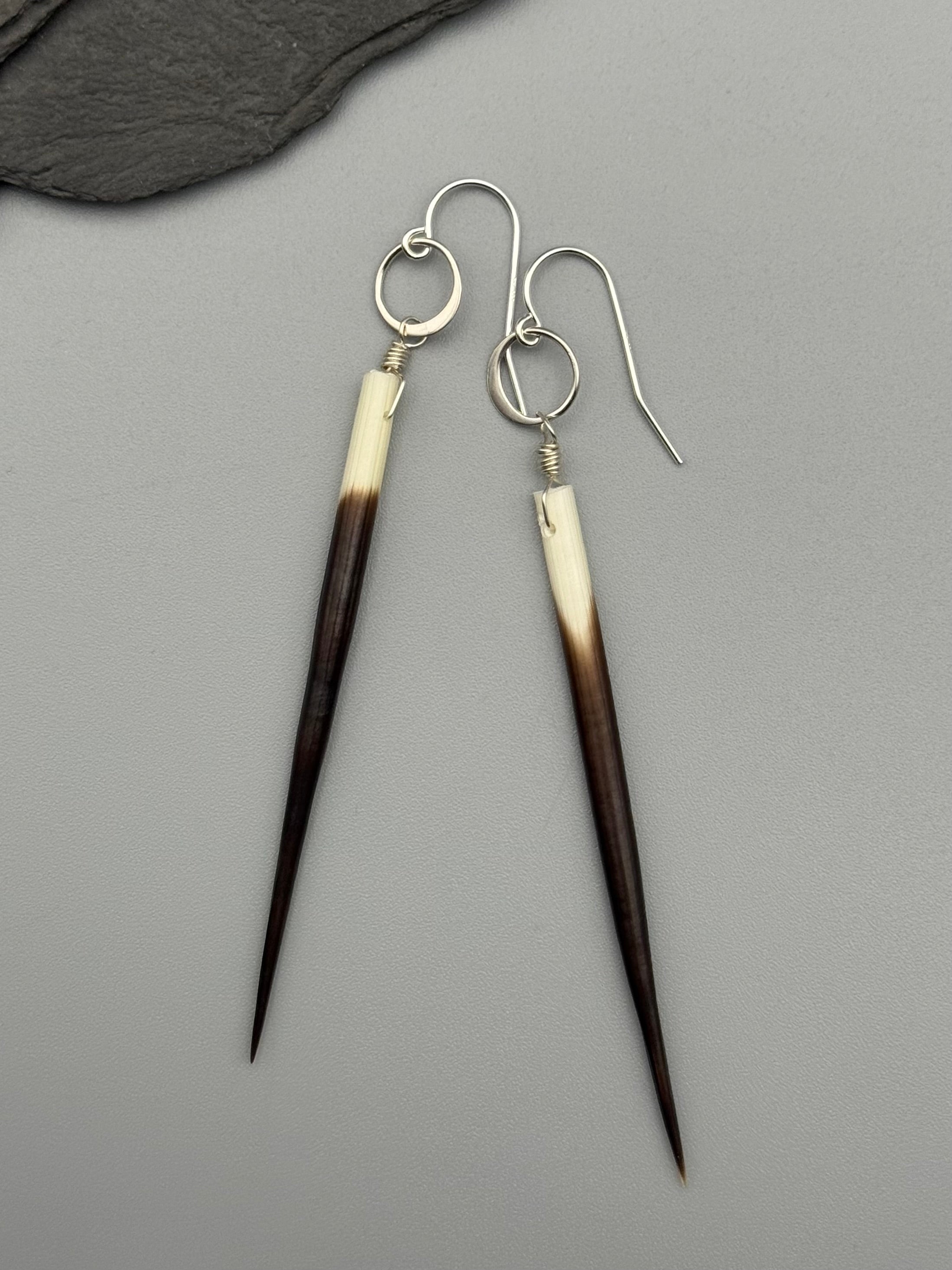 •LIL' ECLIPSE• porcupine quill + silver earrings