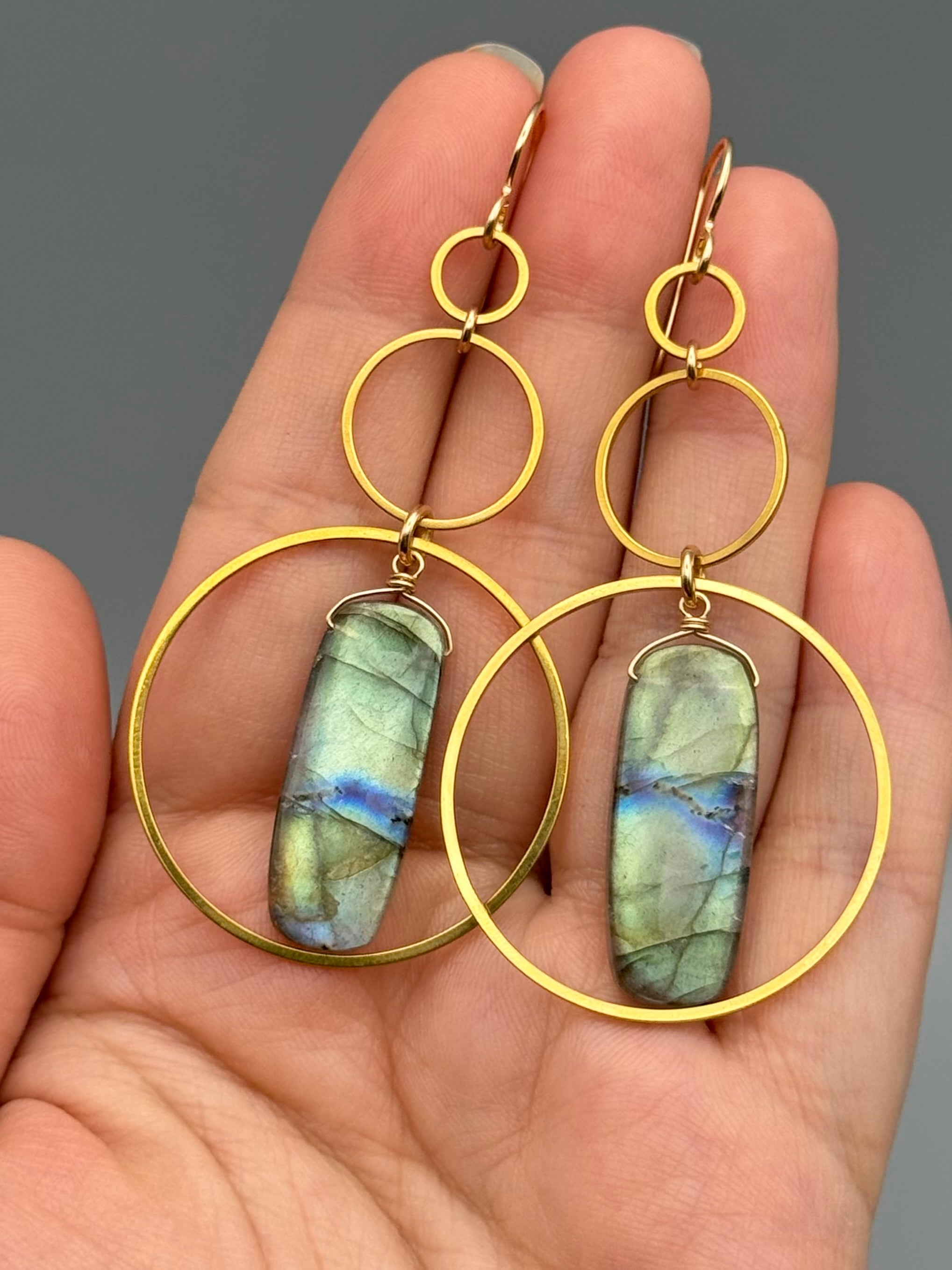 •6 OF CUPS• labradorite + gold earrings