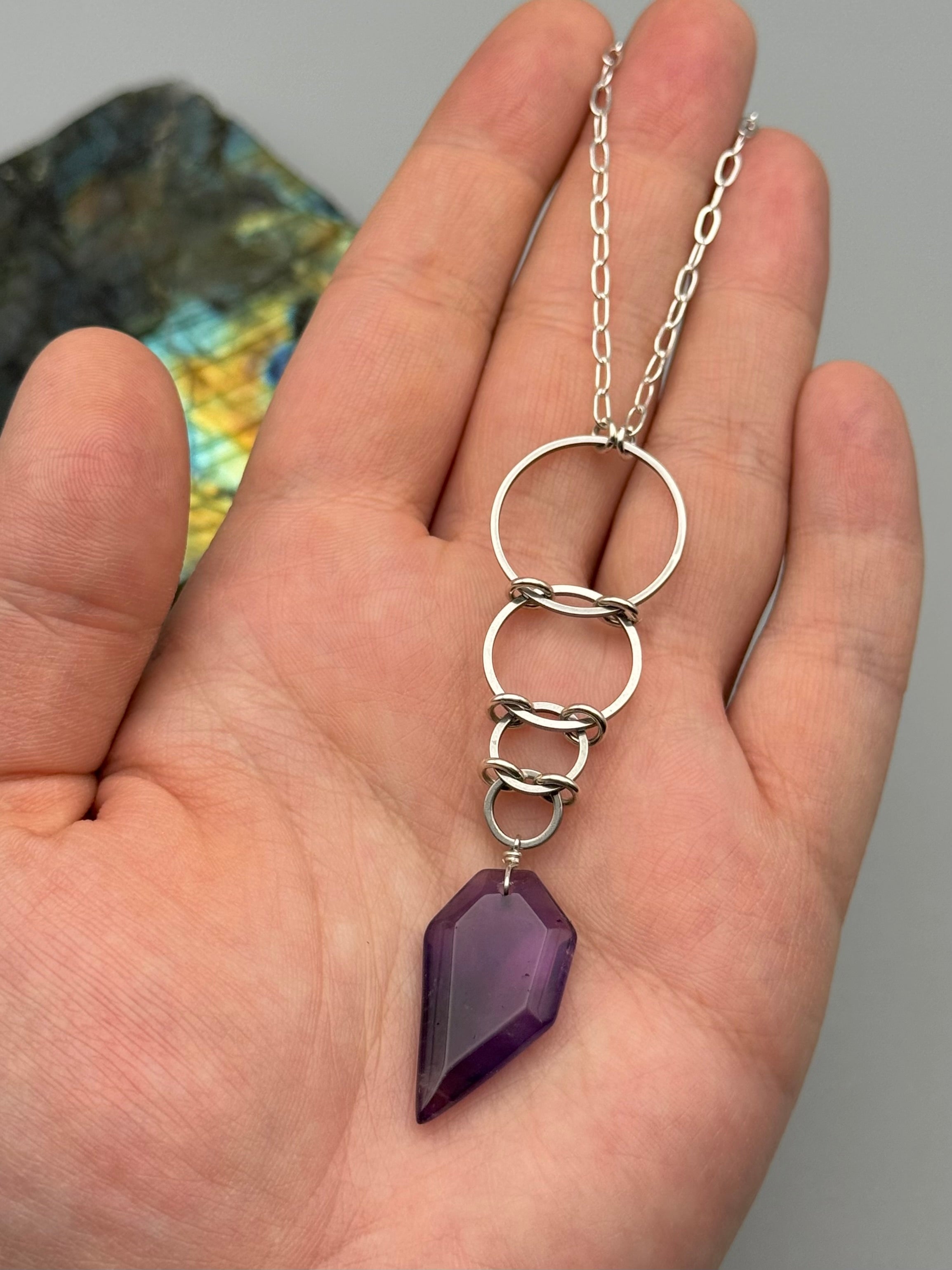 •EOWYN• amethyst + silver necklace (26"-28" long)