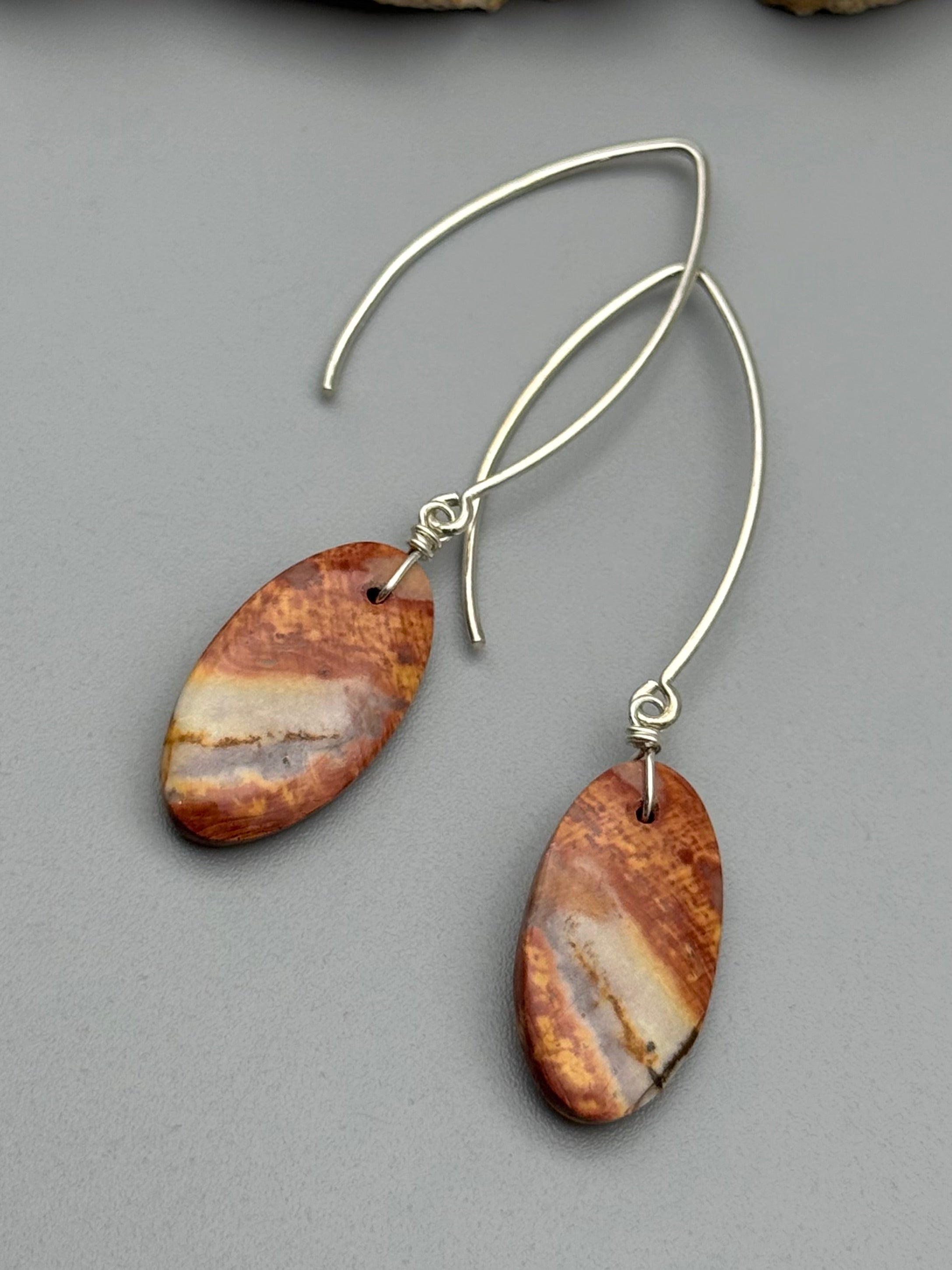 •STRAY• jasper oval + silver earrings