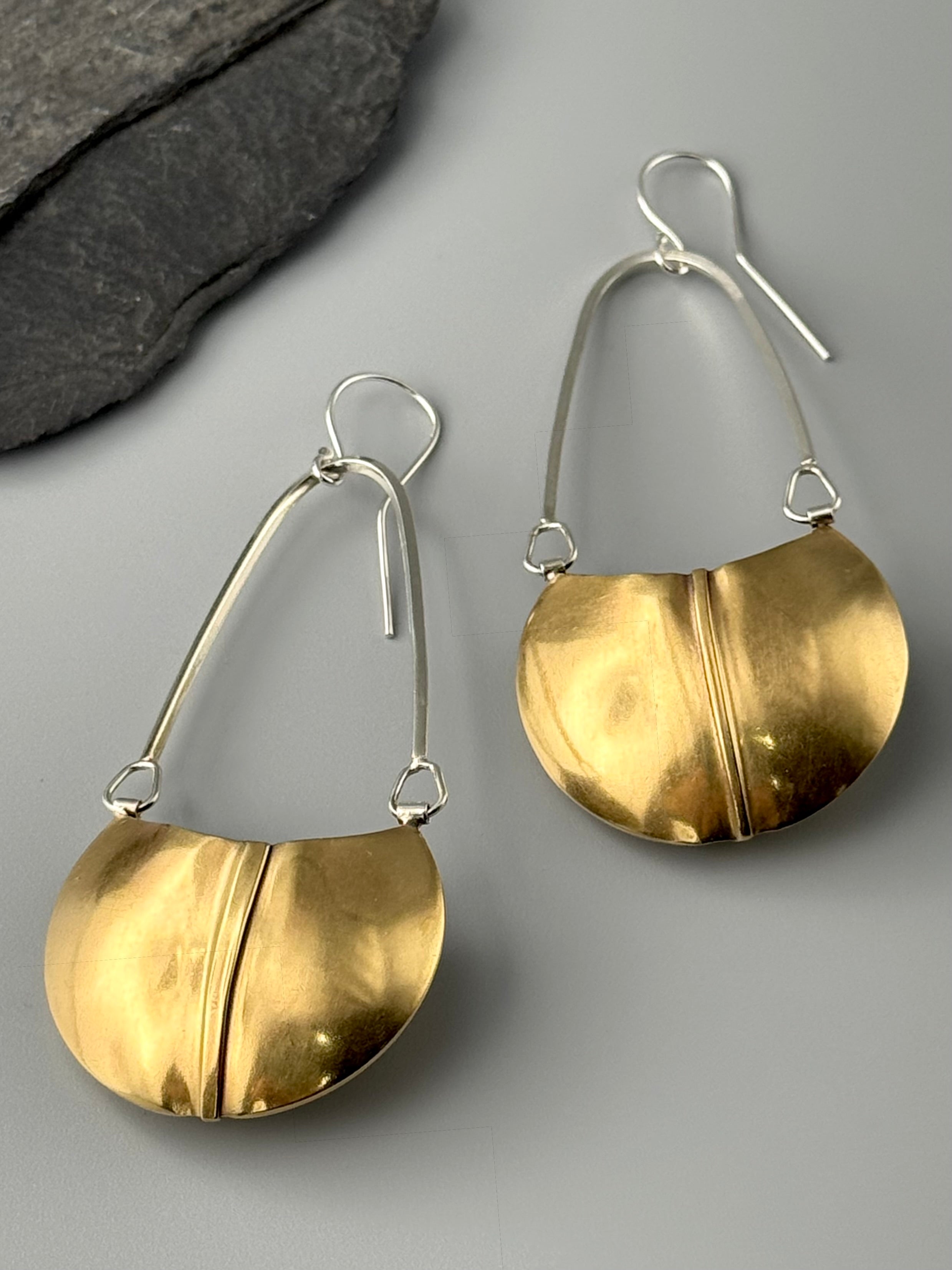 •LARGE SCOOP• brass dangle earrings