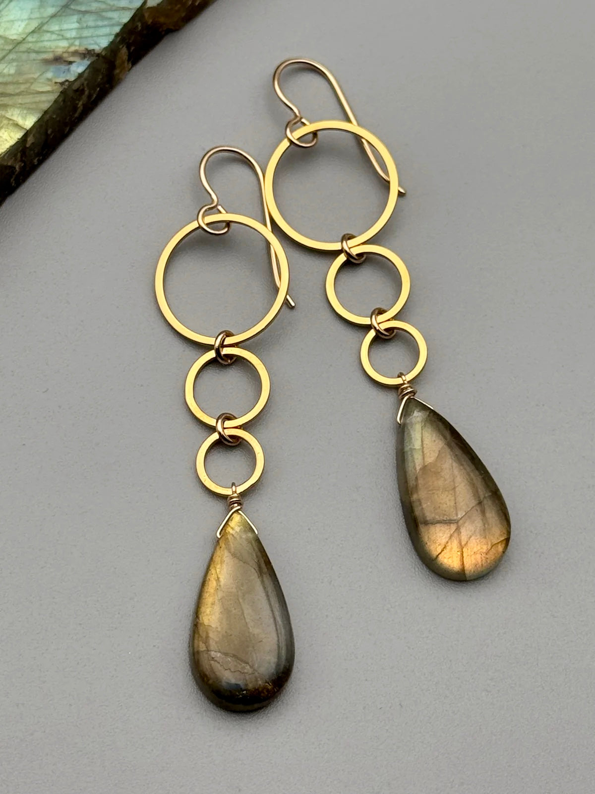 •6 OF CUPS• labradorite + gold earrings