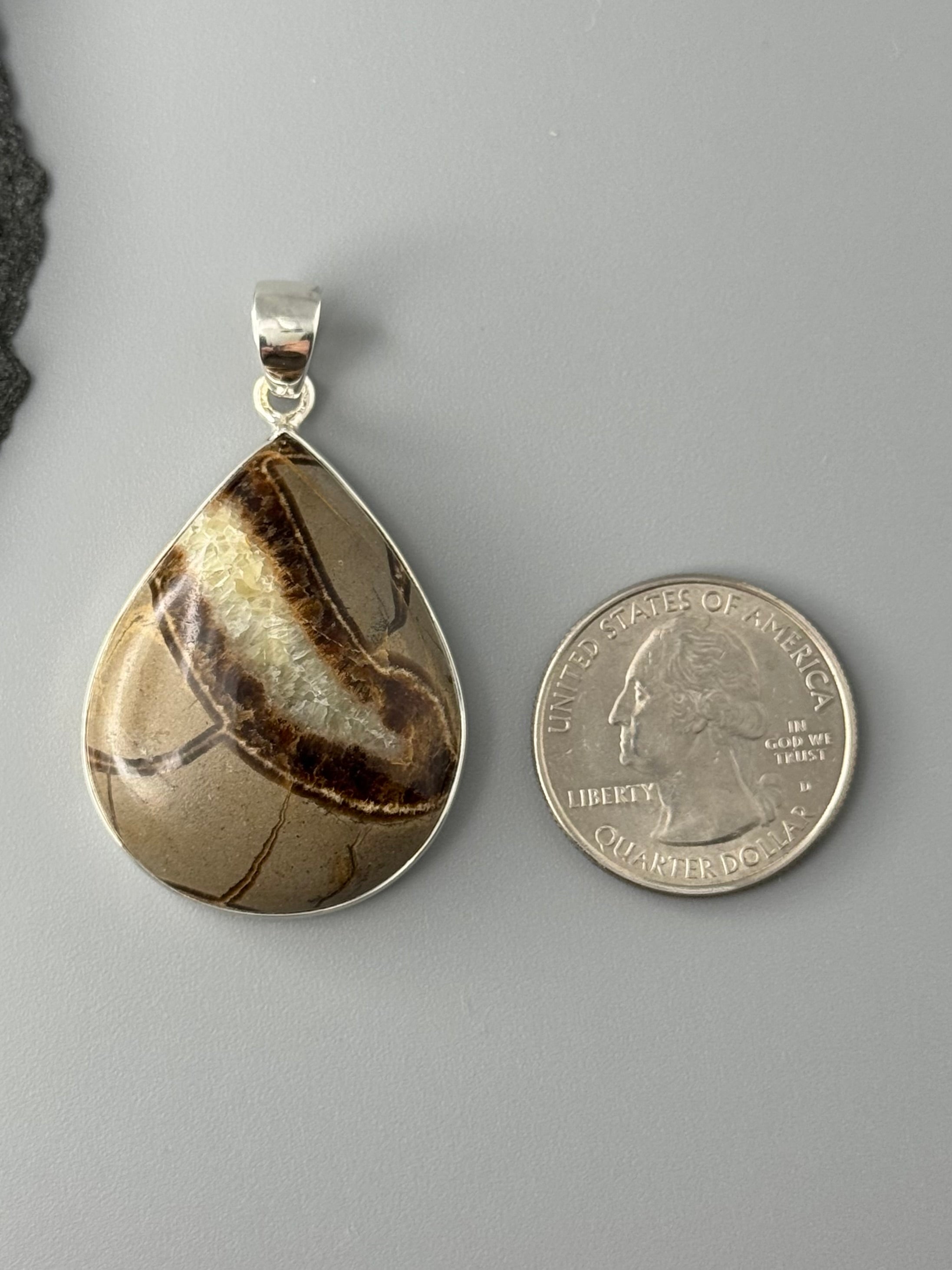 •SEPTARIAN NODULE - TEARDROP• sterling silver pendant