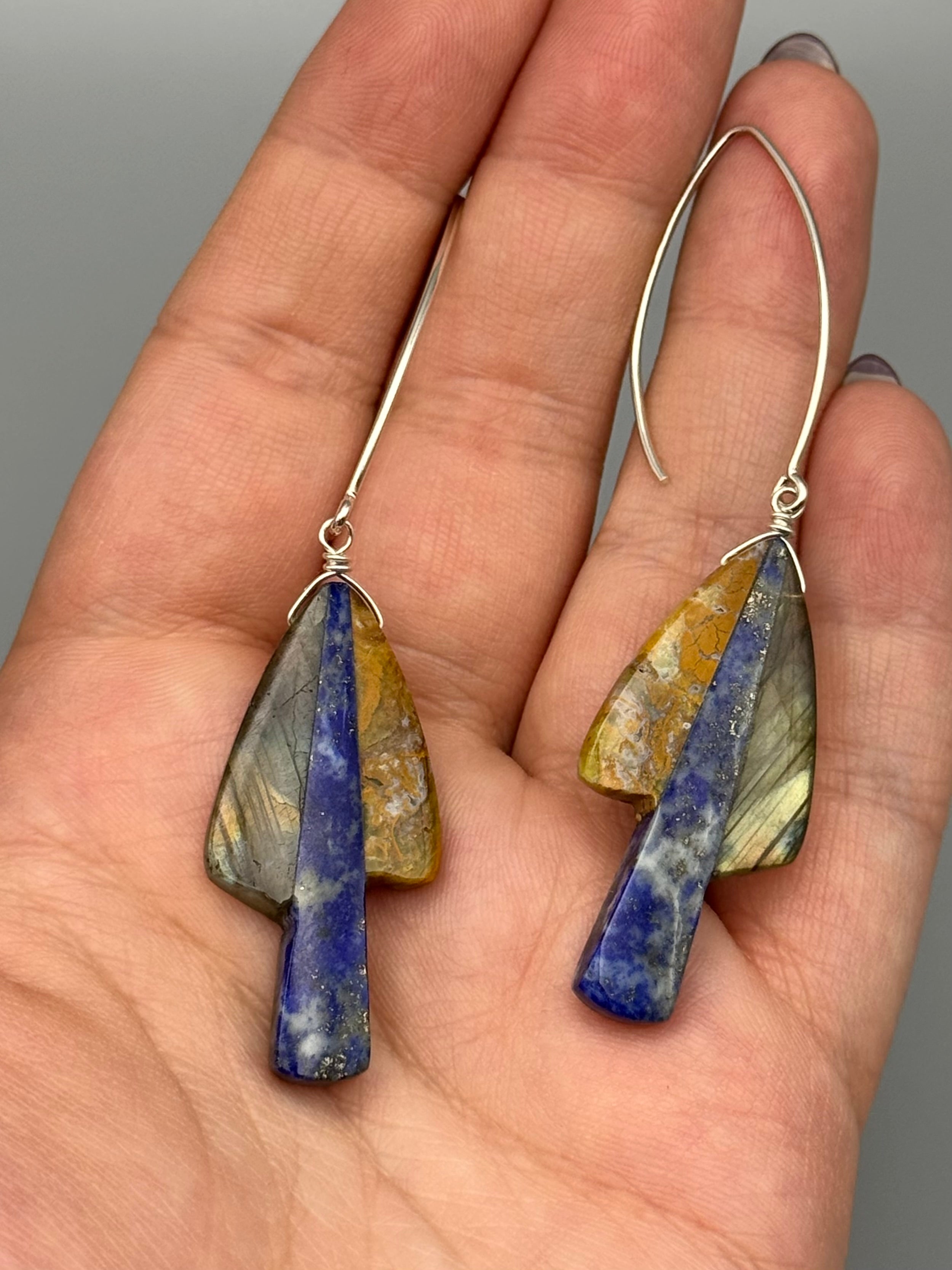 •STRAY• intarsia shroom + silver earrings