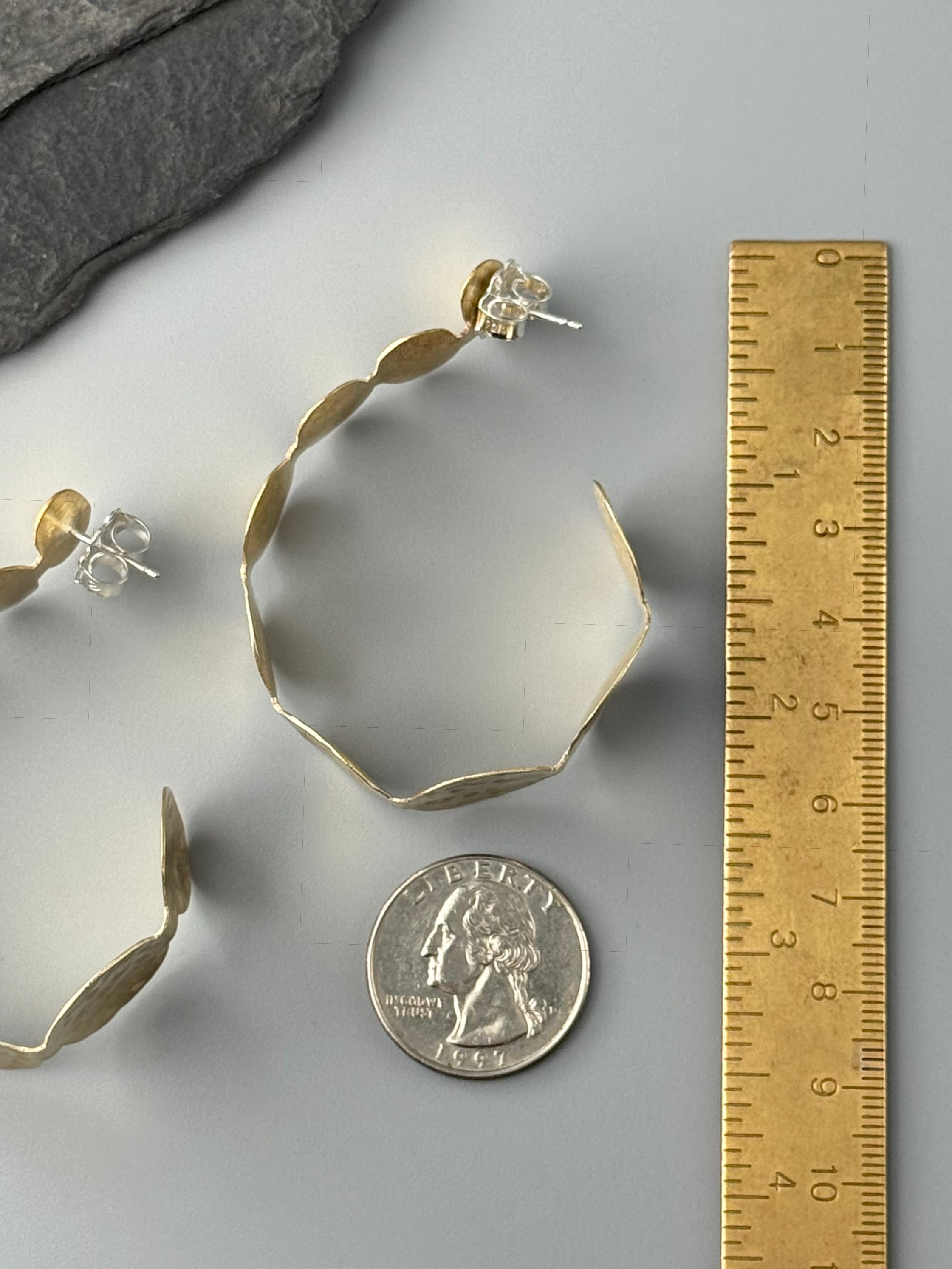 •DOTTED STRAND• brass hoop earrings