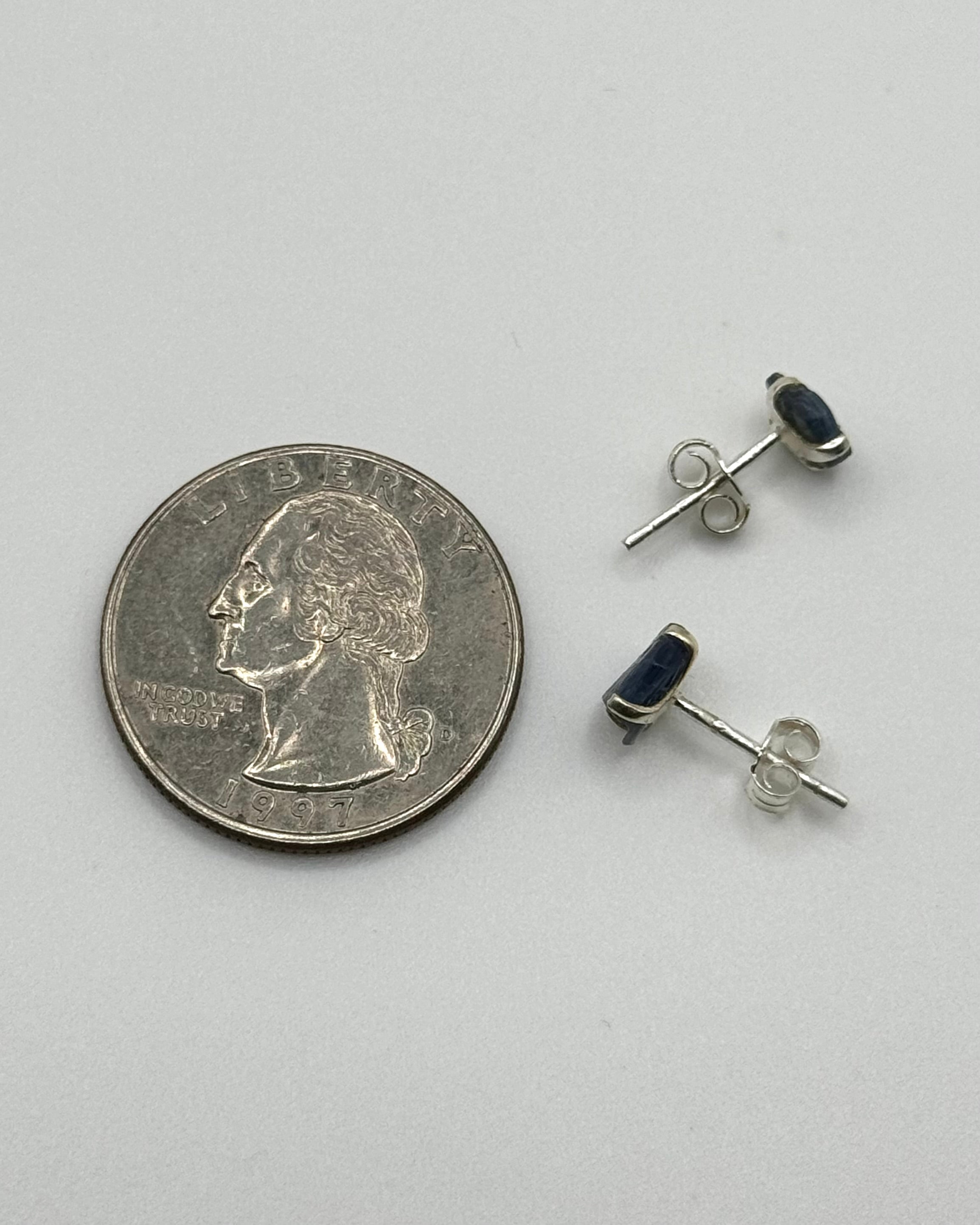 •KYANITE• silver prong set stud earrings