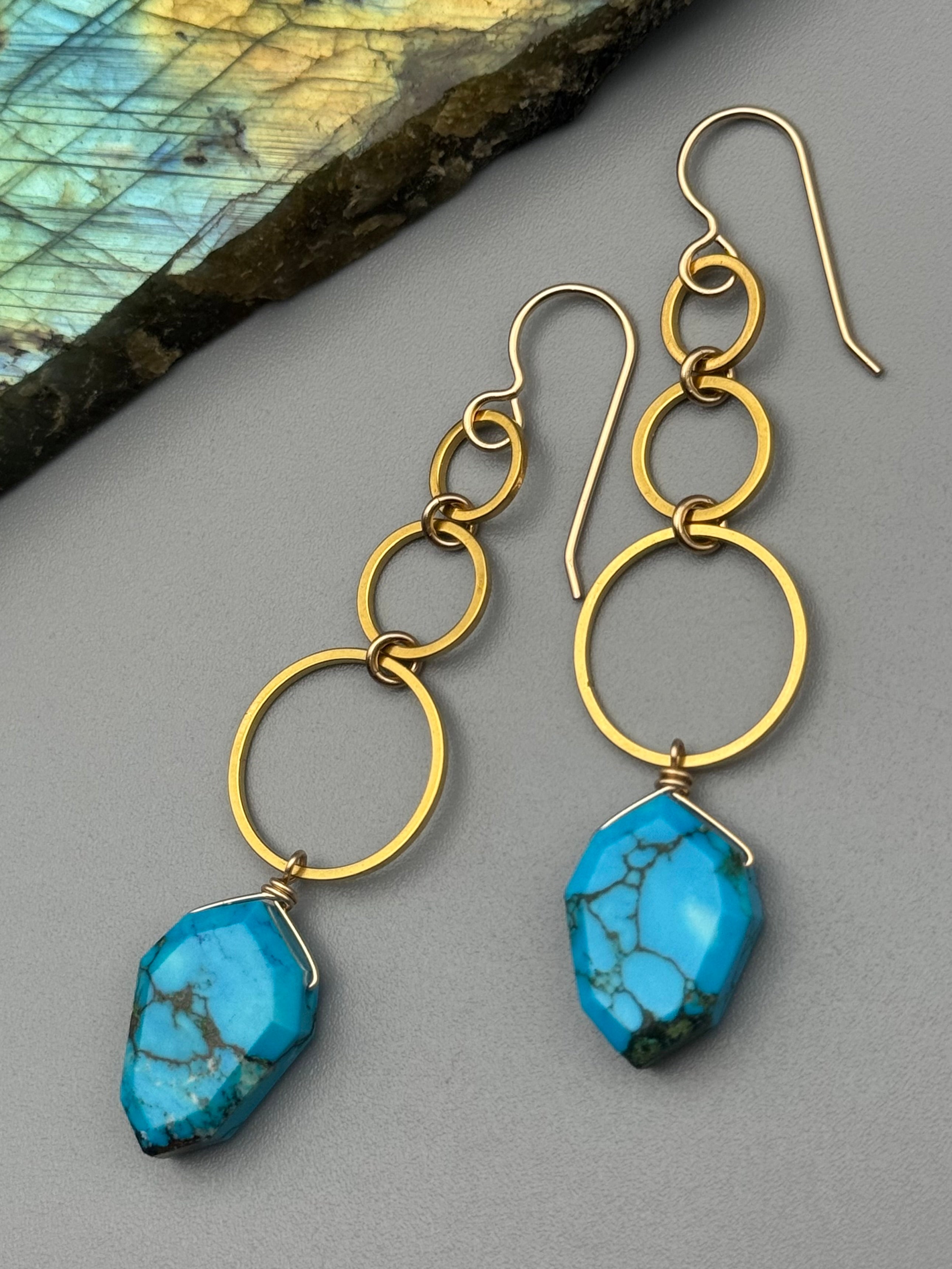 •SIX OF CUPS• turquoise + gold earrings
