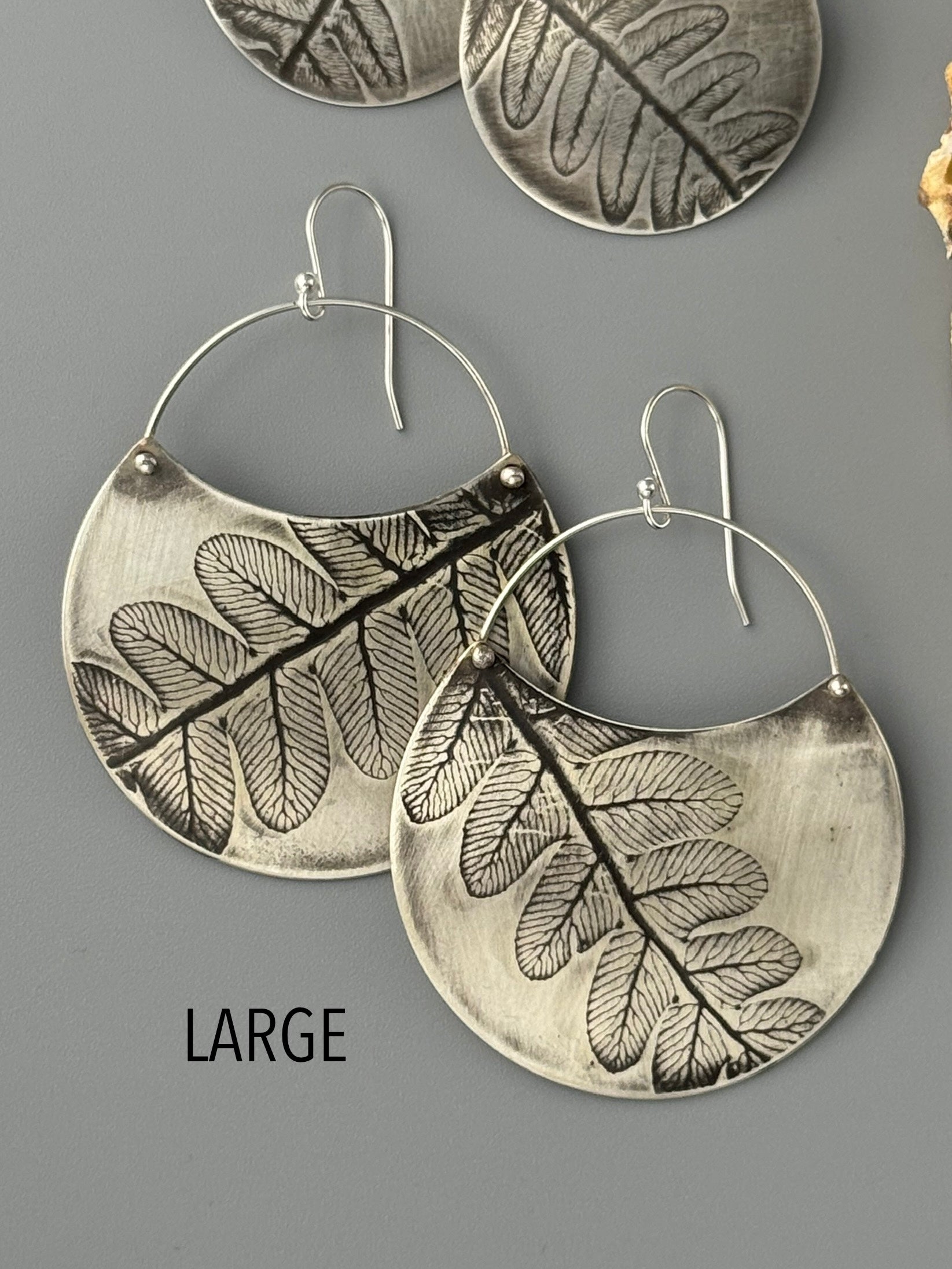 •FERN CRESCENT• silver dangle earrings