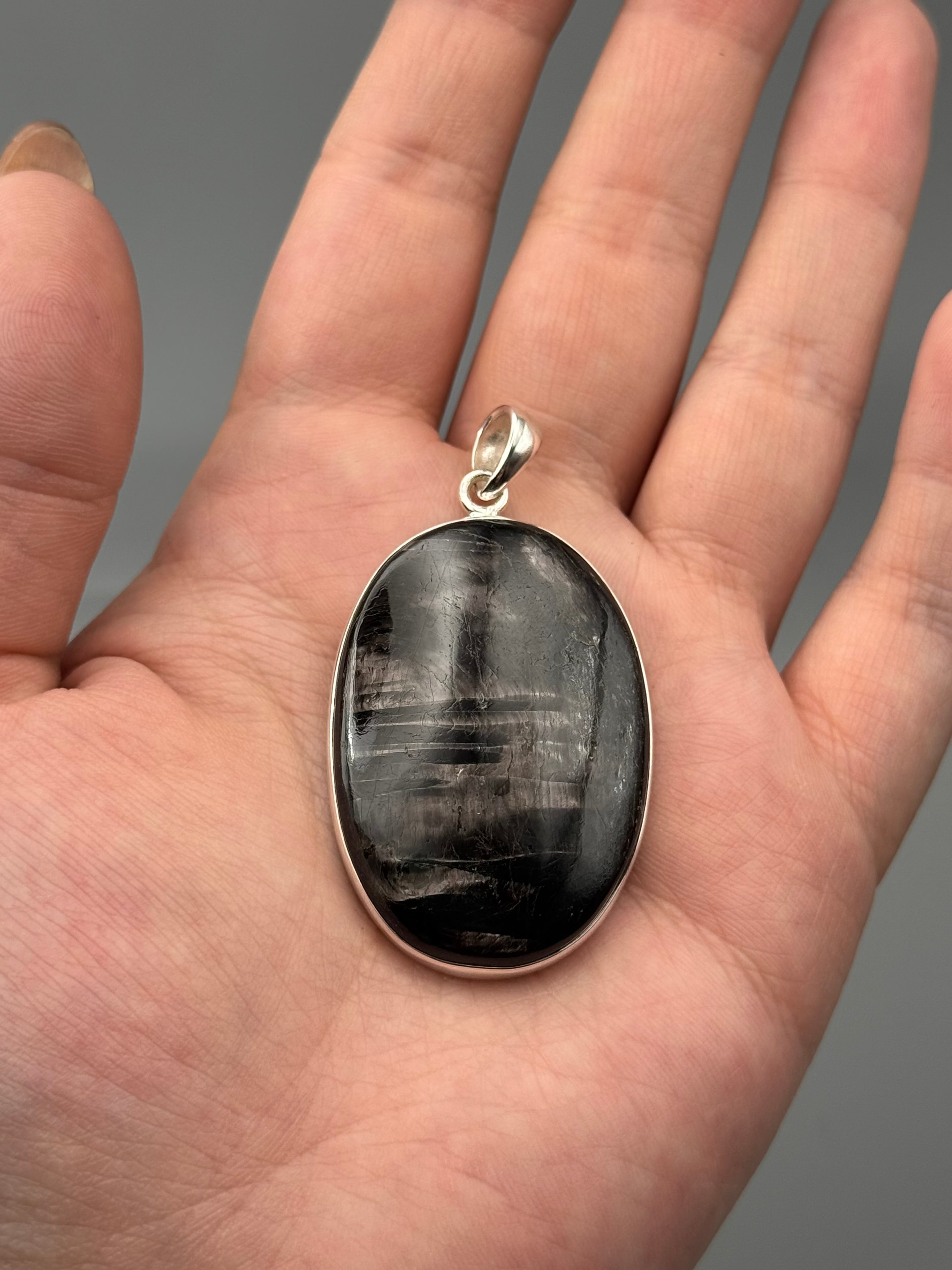 •HYPERSTHENE - OVAL• sterling silver pendant