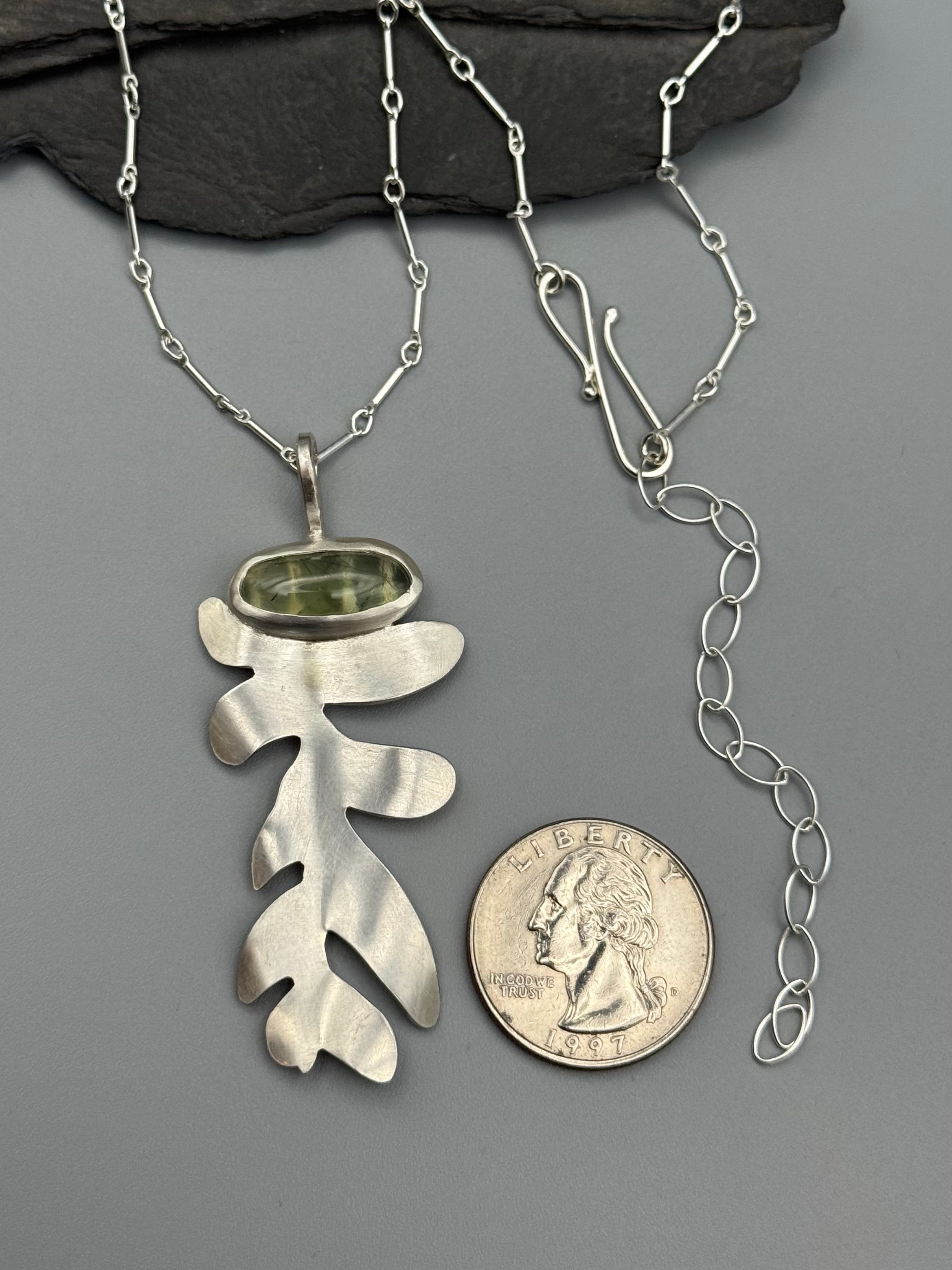 •MATISSE FERN• prehnite + silver necklace (18" - 21" long)