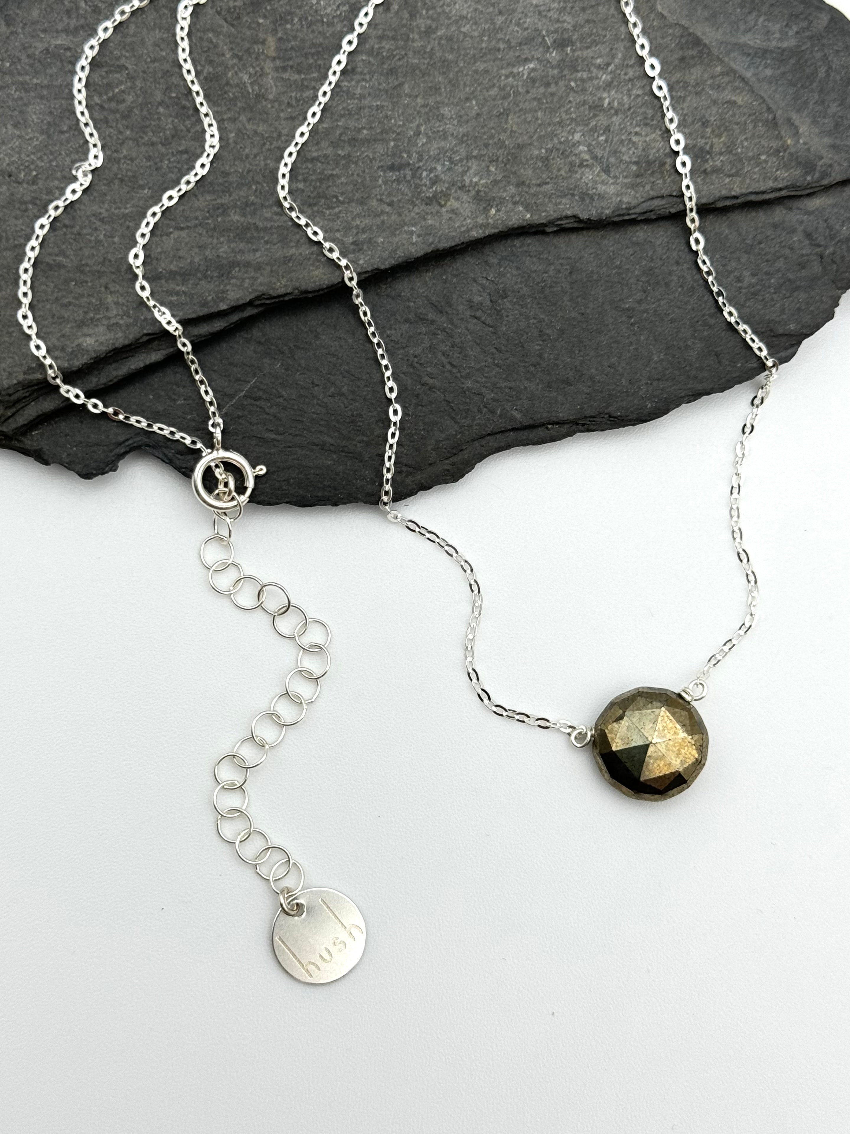 •STRAY• pyrite briolette coin + silver necklace (various lengths)