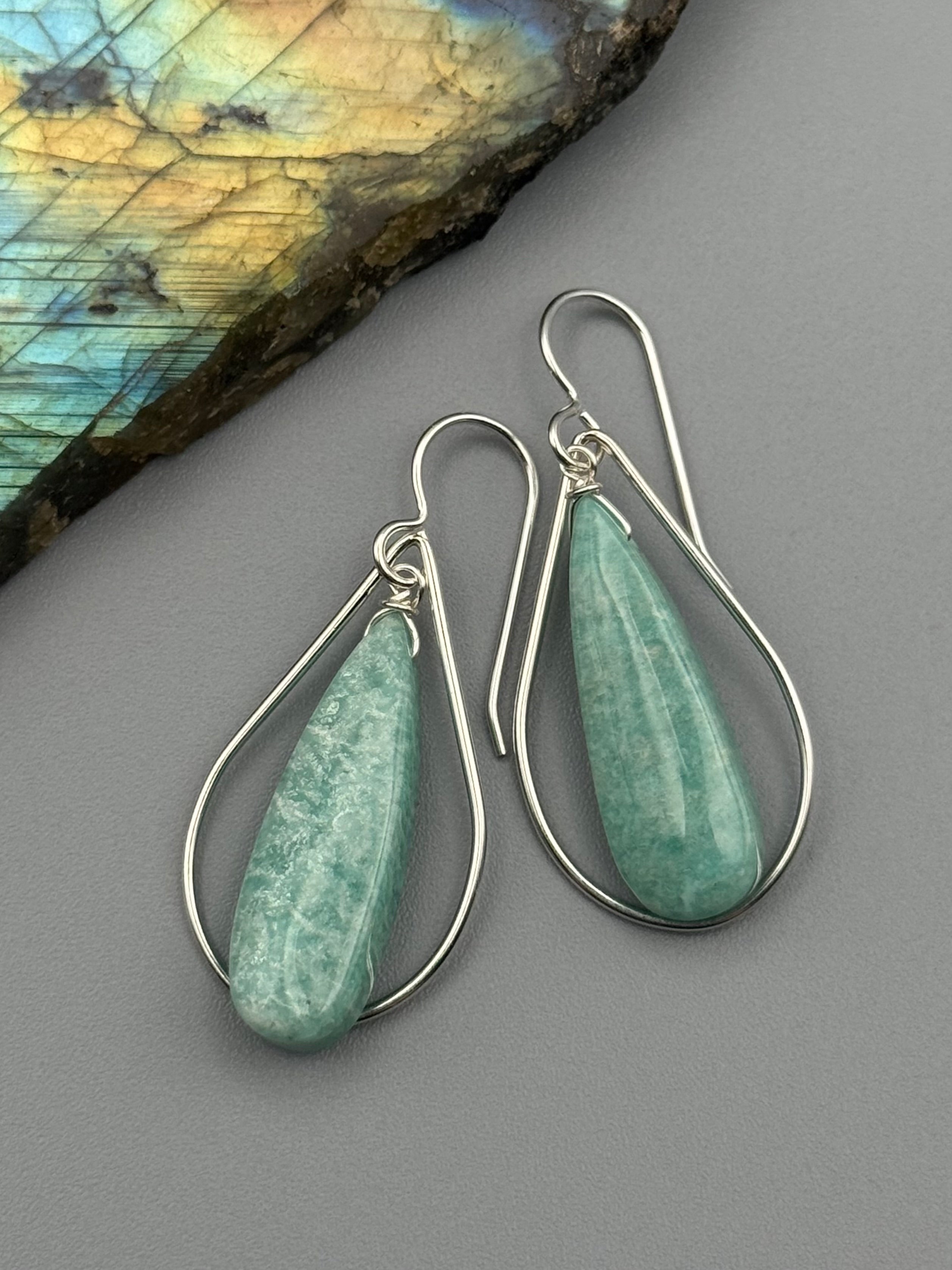 •DRIP DROP• amazonite + silver earrings