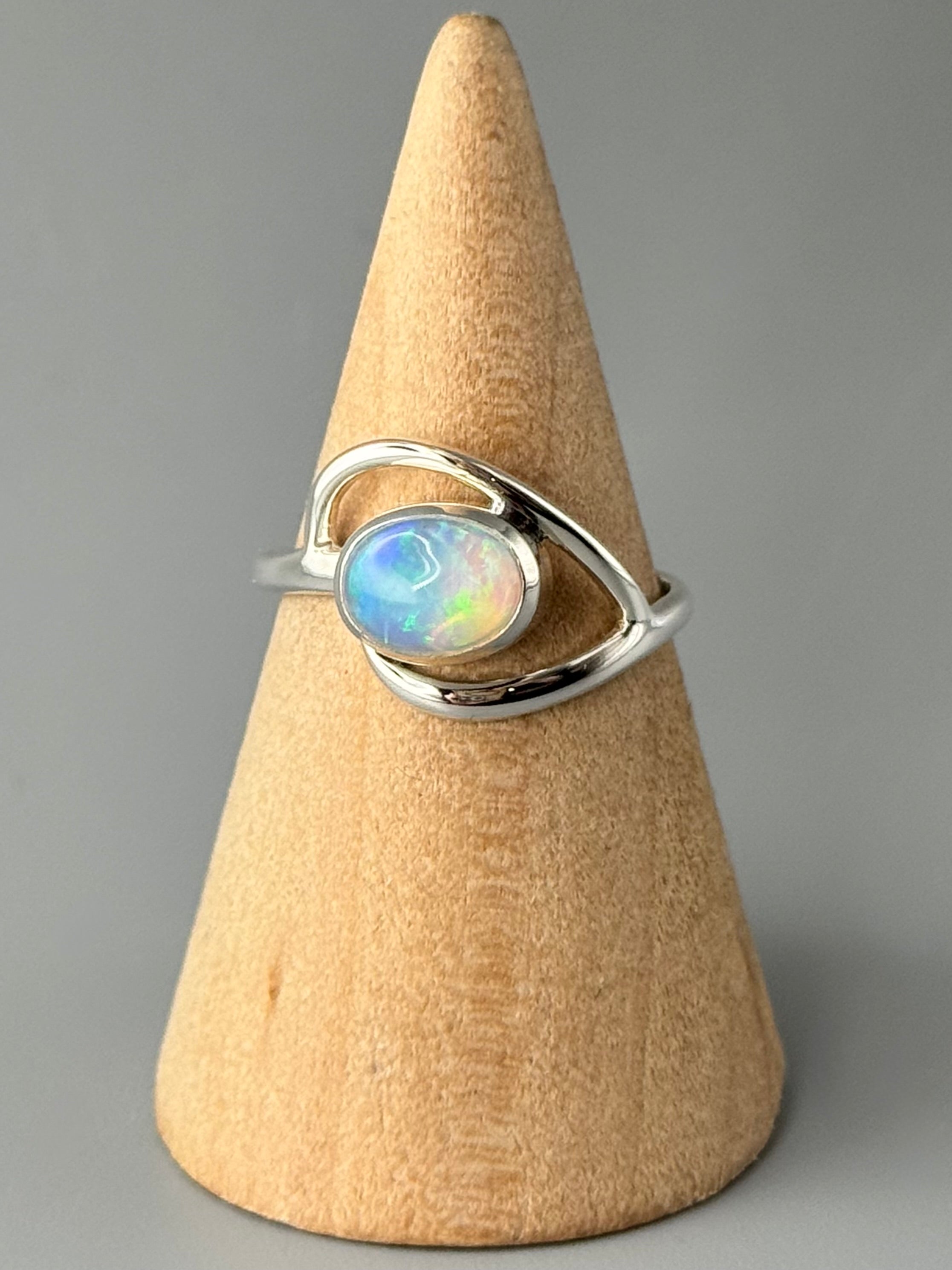 •ETHIOPIAN OPAL - PARENTHESES• sterling silver ring (size 8.25)