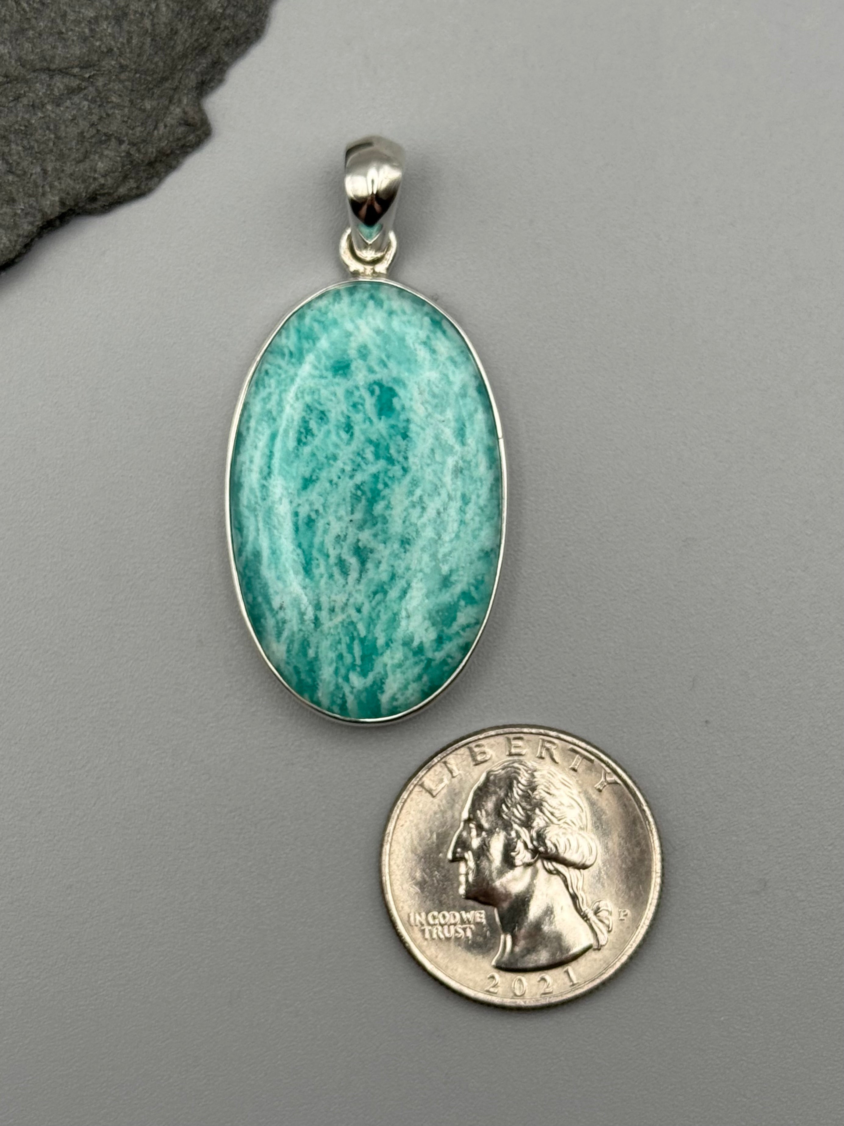 •AMAZONITE - OVAL 1• sterling silver pendant