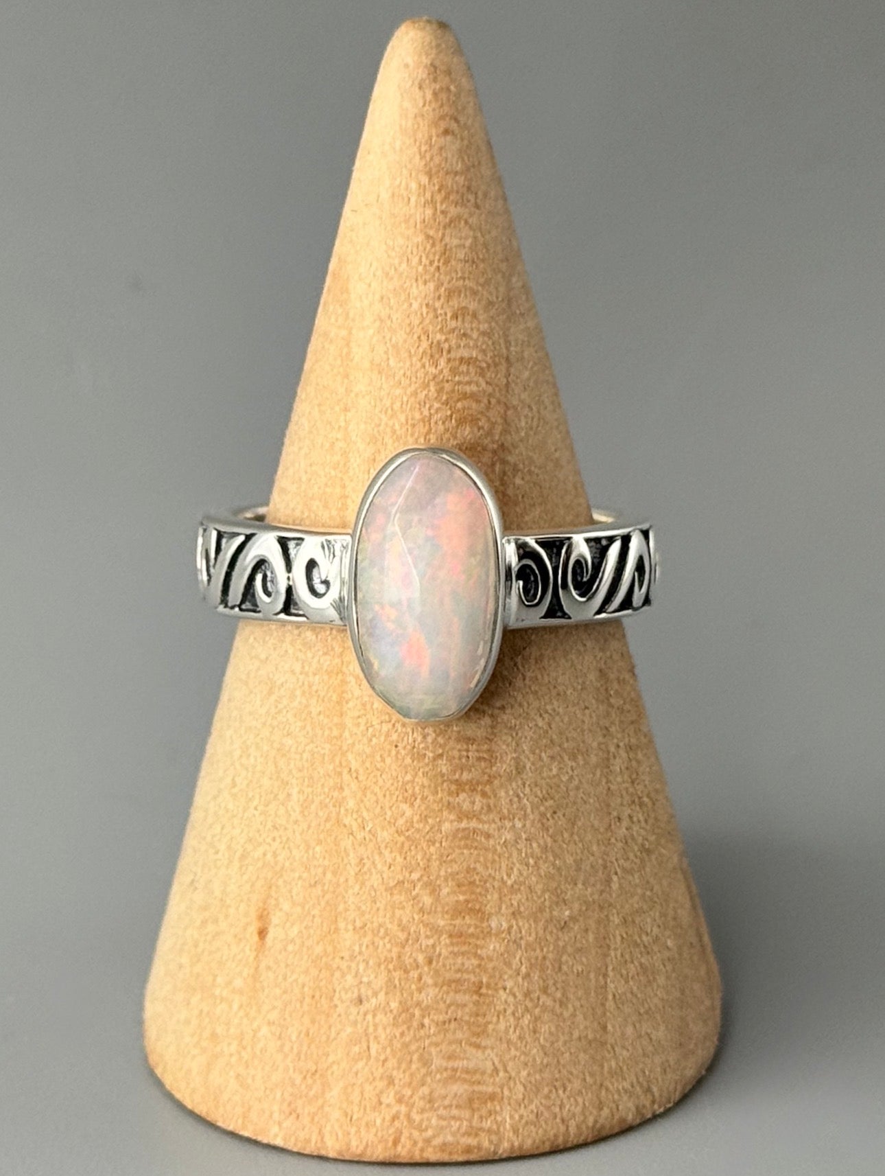 •ETHIOPIAN OPAL - SWIRL• sterling silver ring (size 9)