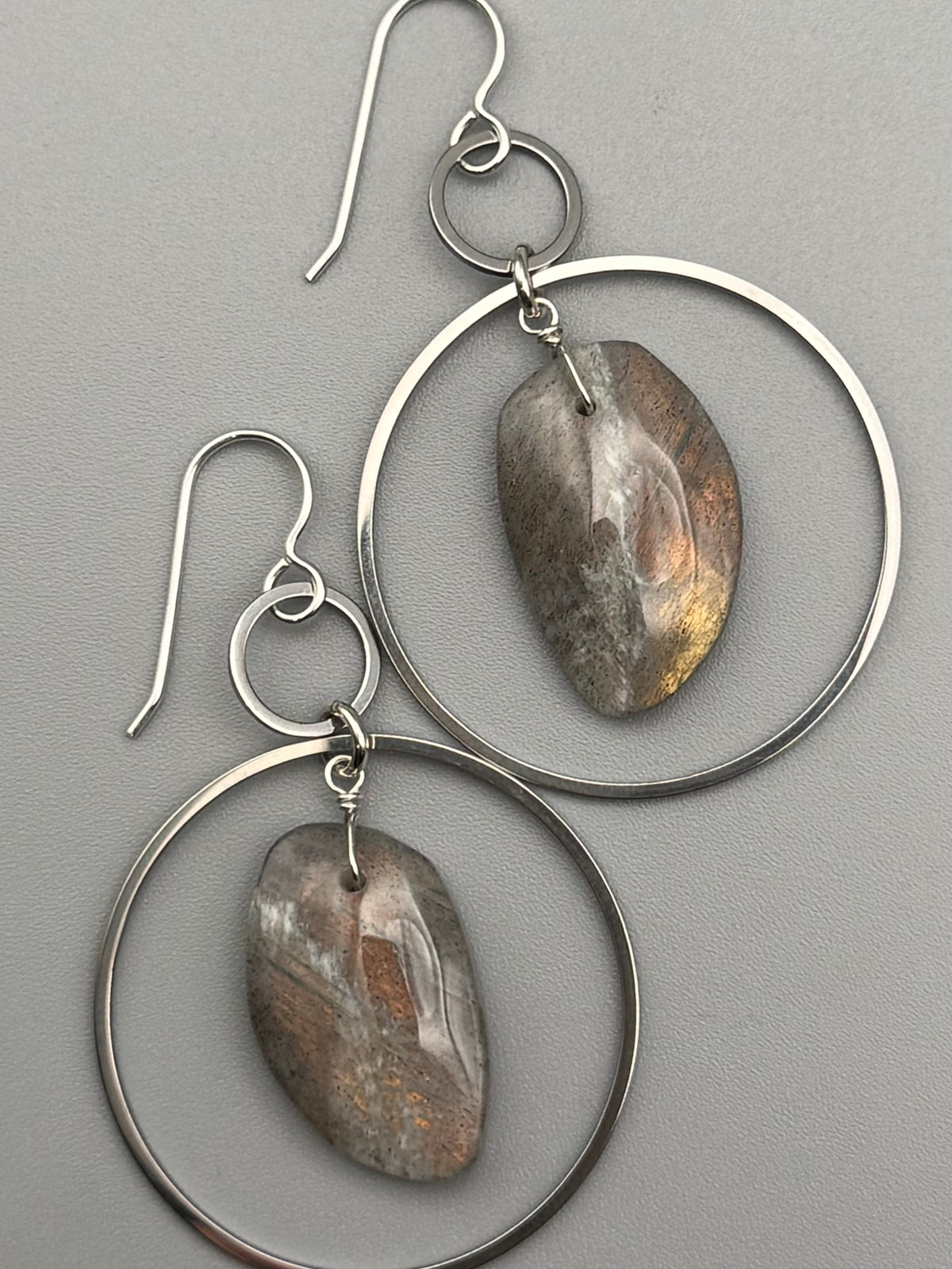 •EQUA-LUNA• golden labradorite wing + silver earrings
