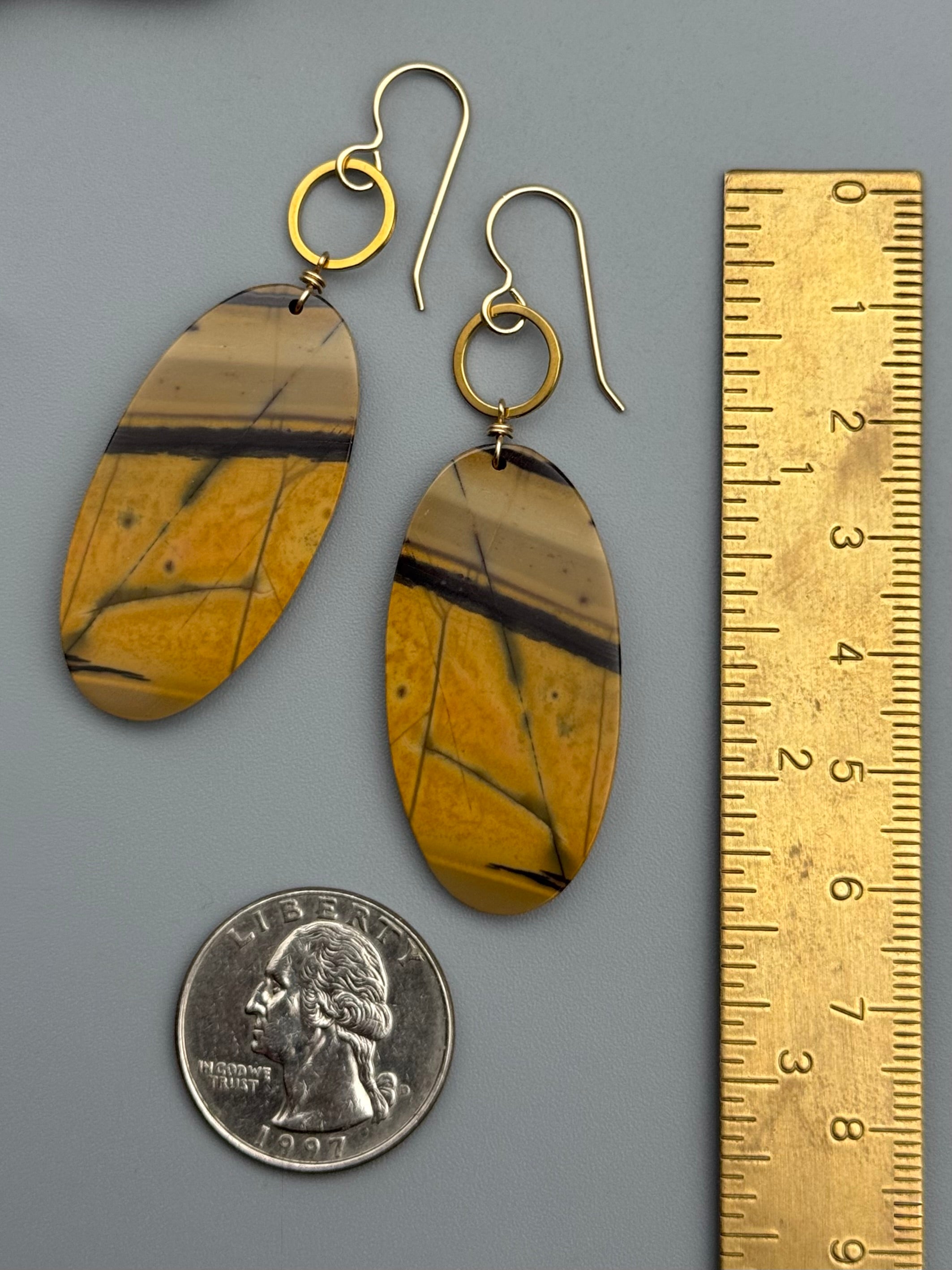 •LUNA• red creek jasper + gold earrings