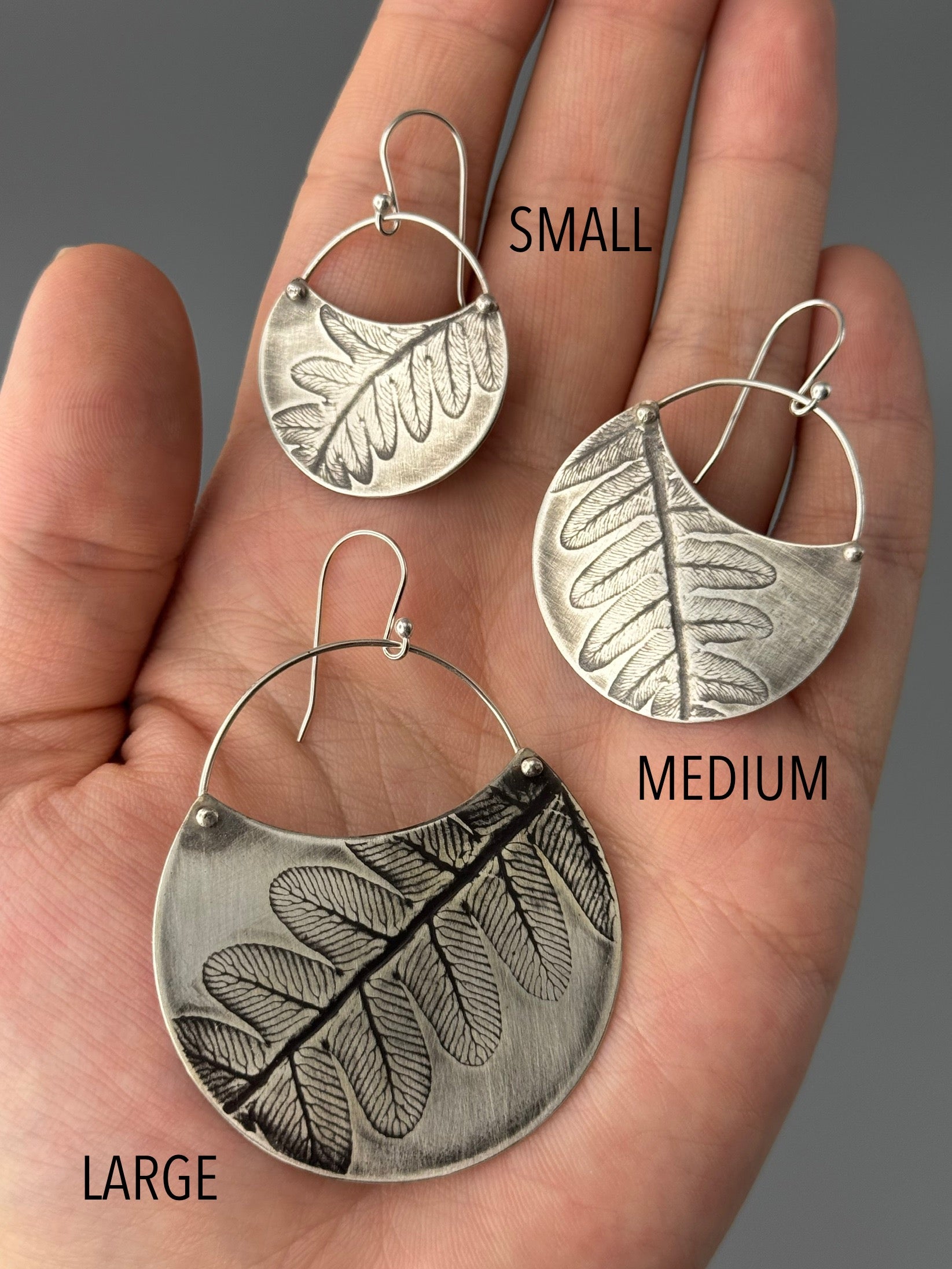 •FERN CRESCENT• silver dangle earrings