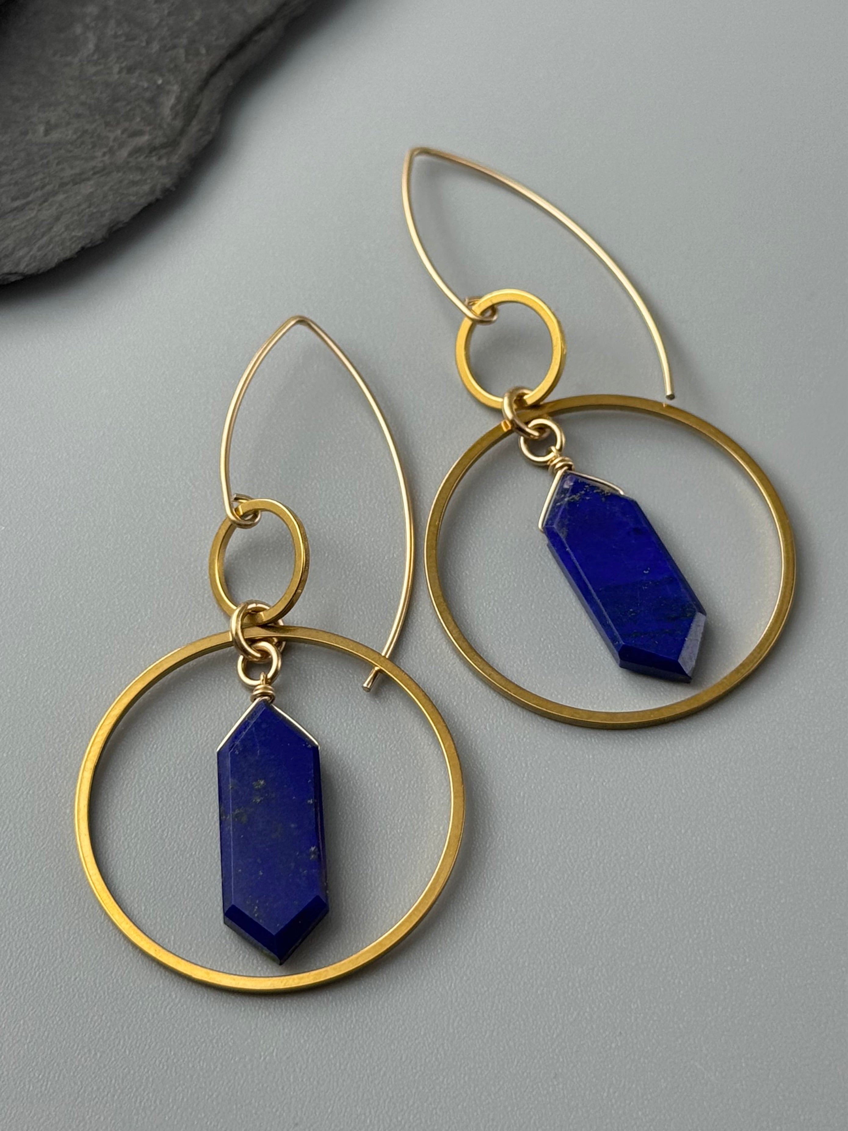 •EQUA-LUNA• lapis lazuli + gold earrings