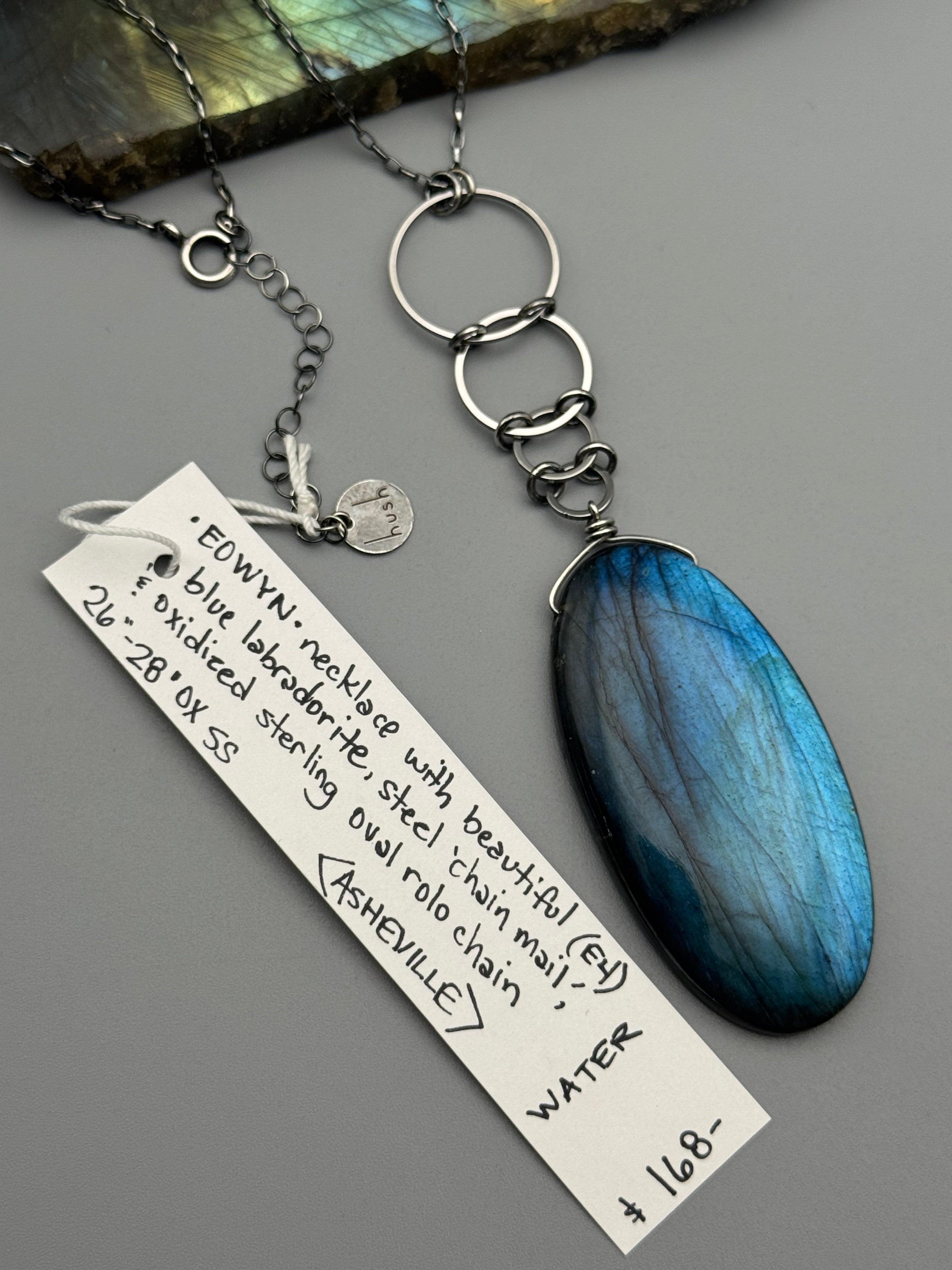 •EOWYN• labradorite + silver necklace (26"-28" long)