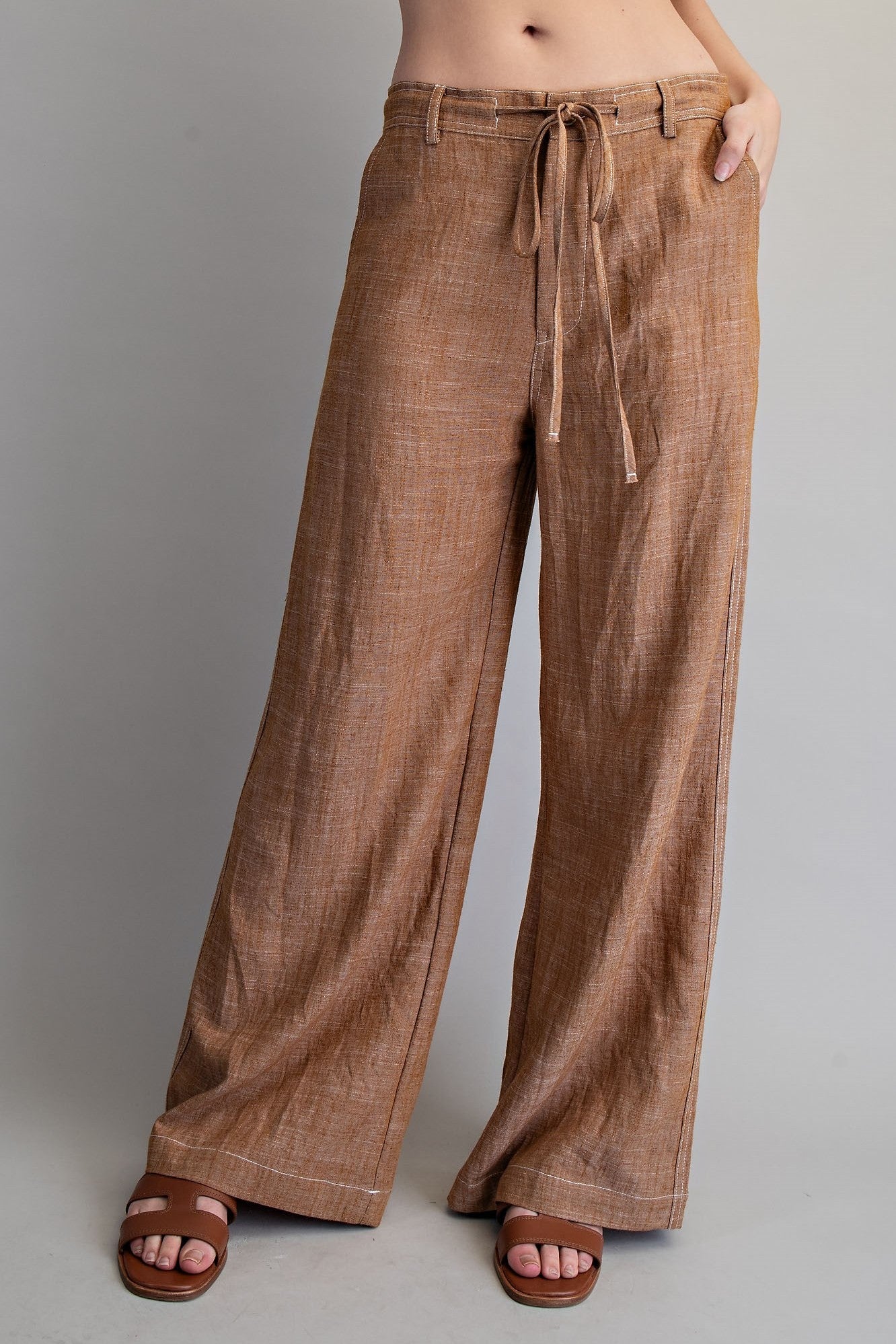 •SLOANE• drawstring waist linen blend pants