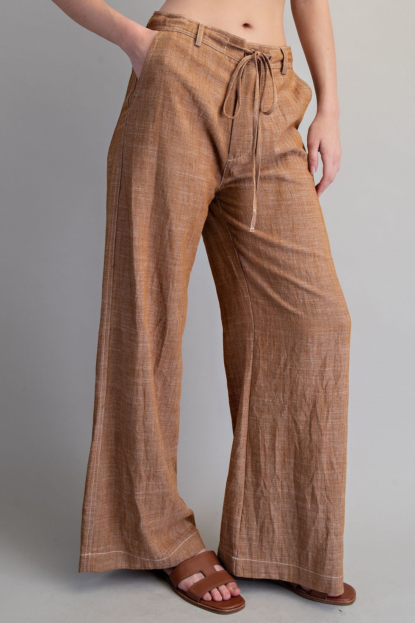 •SLOANE• drawstring waist linen blend pants